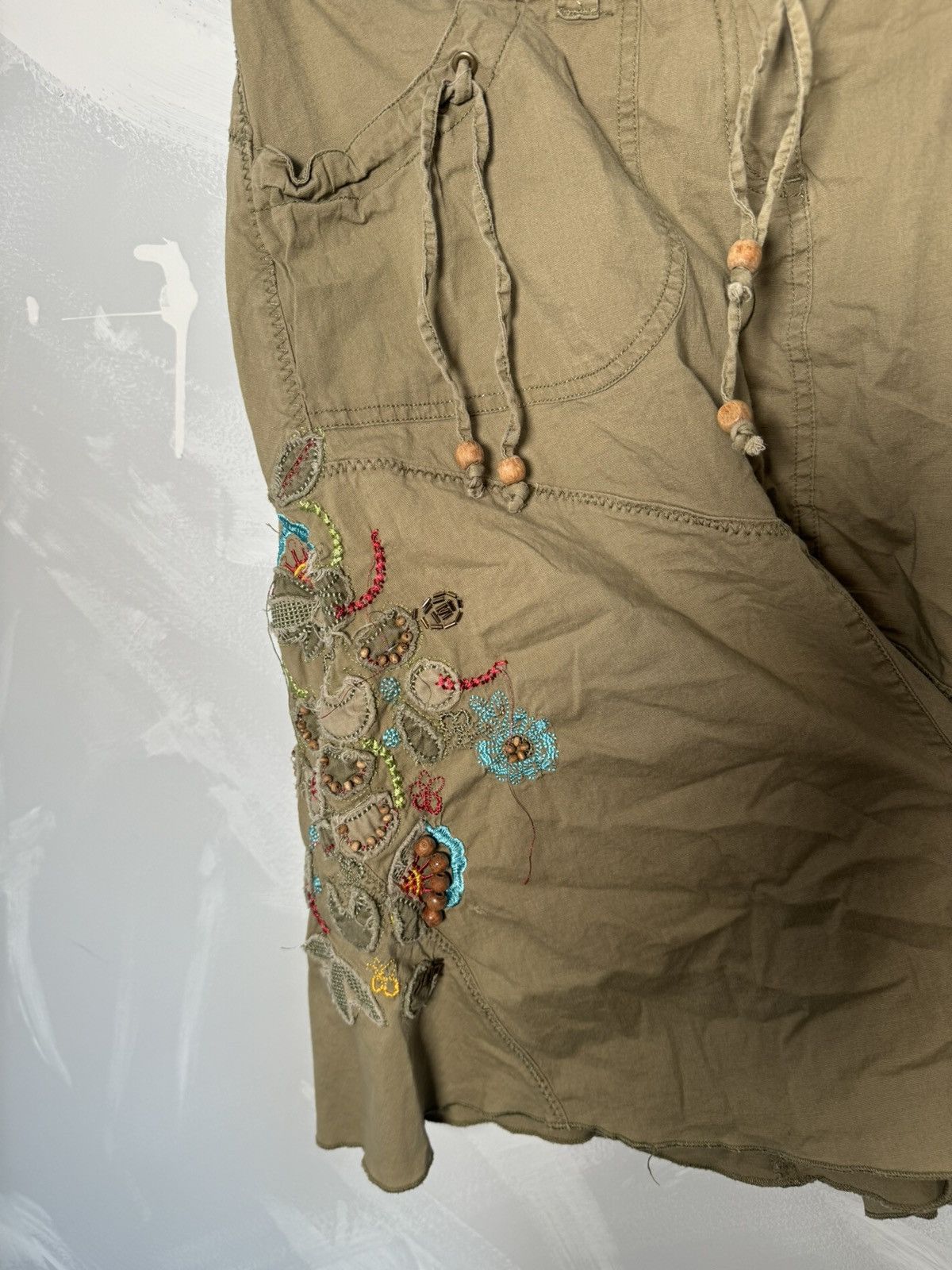 Vintage Soho Jeans Custom Hippie Skirt Embroidery Military Size 30" / US 8 / IT 44 - 2 Thumbnail