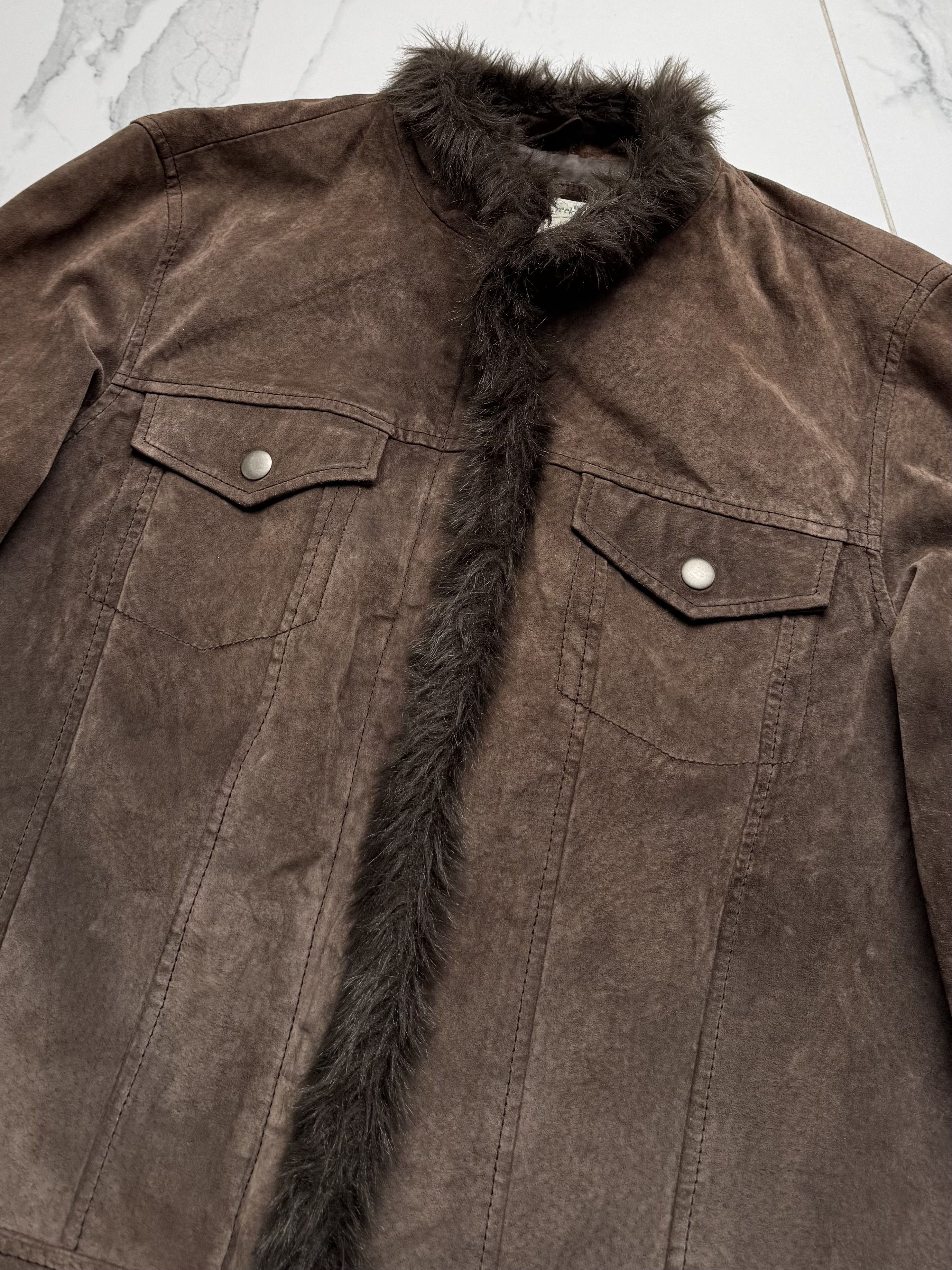 Japanese Brand Y2K Brown Suede Jacket Womens Faux Fur Trim Short Coat Y2K Size M / US 6-8 / IT 42-44 - 5 Thumbnail