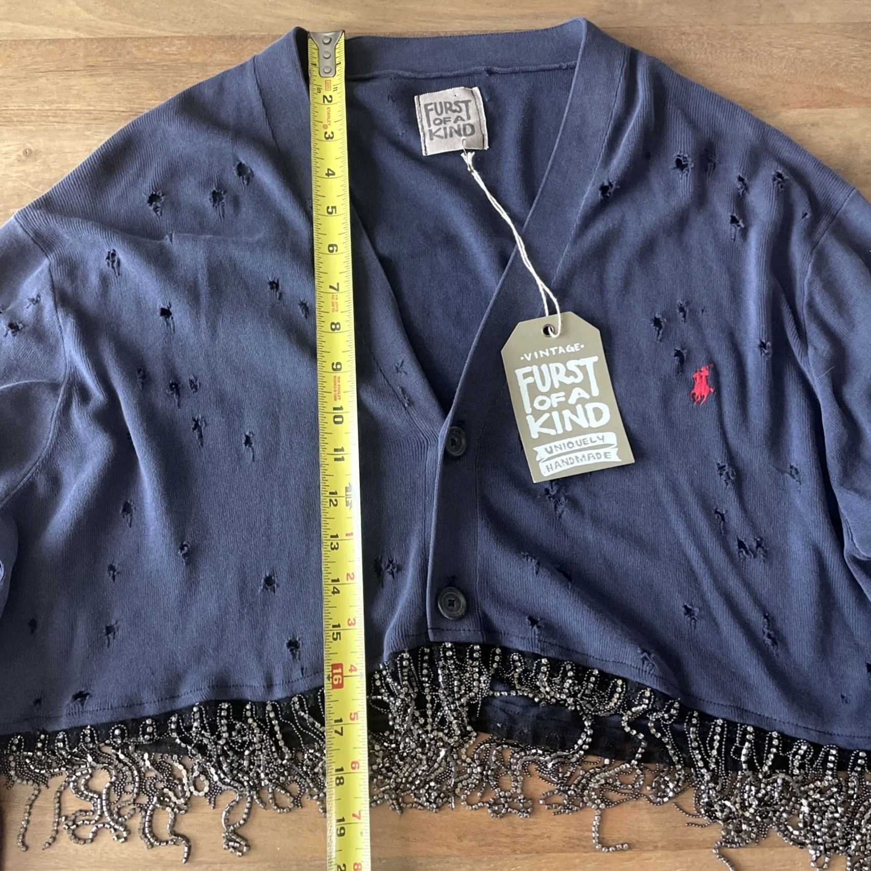 Vintage VINTAGE Furst of a Kind Cardigan Shirt One Size Blue Grunge Punk 90s Bohemian City Womens Size ONE SIZE - 6 Thumbnail