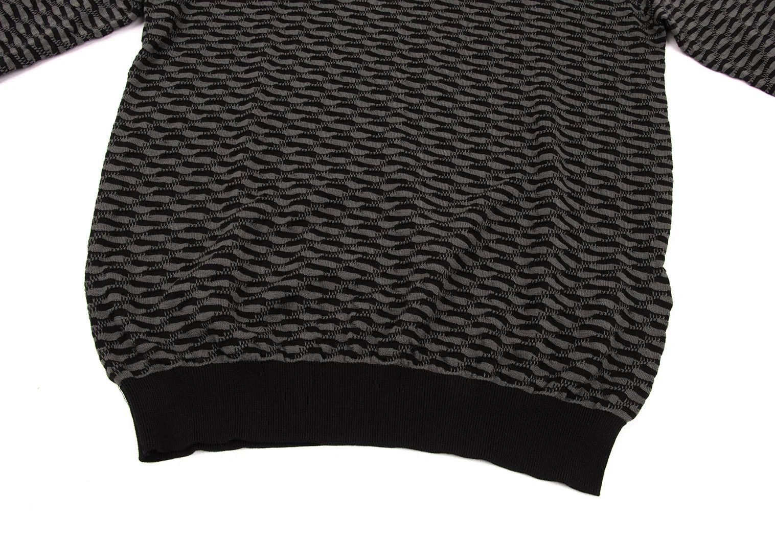 Emporio Armani Cotton Design Knit Top in Gray and Black, Size L Size US L / EU 52-54 / 3 - 8 Thumbnail