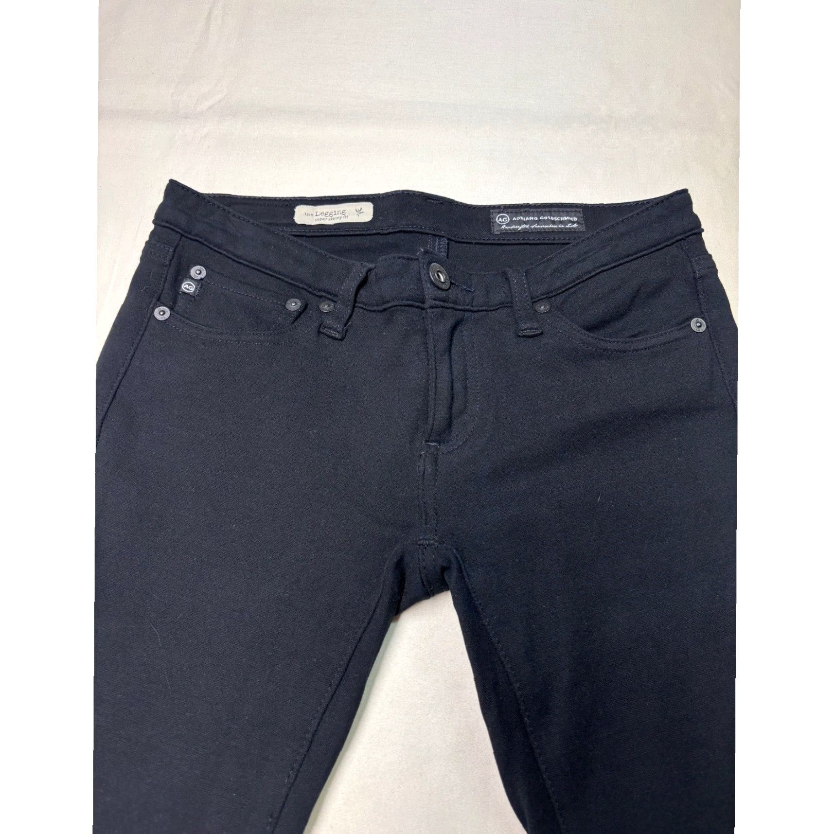 Vintage VINTAGE? No. AG Adriano Goldschmied The Legging Super Skinny Jeans Black 25R W29 L31 PNT1389 Size 42" / US 20 - 2 Thumbnail