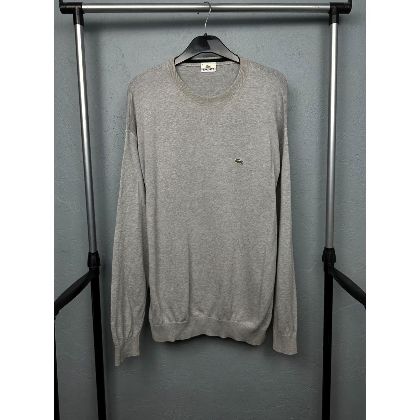 Lacoste Lacoste Mens Crew Neck Knit Sweater 2XL Gray Cotton Solid Pullover Vintage Logo Size US XXL / EU 58 / 5 - 2 Thumbnail
