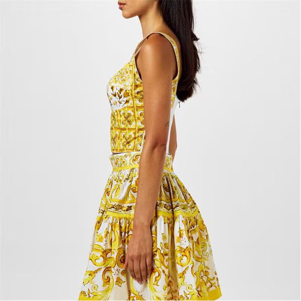 Dolce & Gabbana o1g2r1mq1024 Cropped Poplin Corset Top in Multicolor Size M / US 6-8 / IT 42-44 - 4 Thumbnail