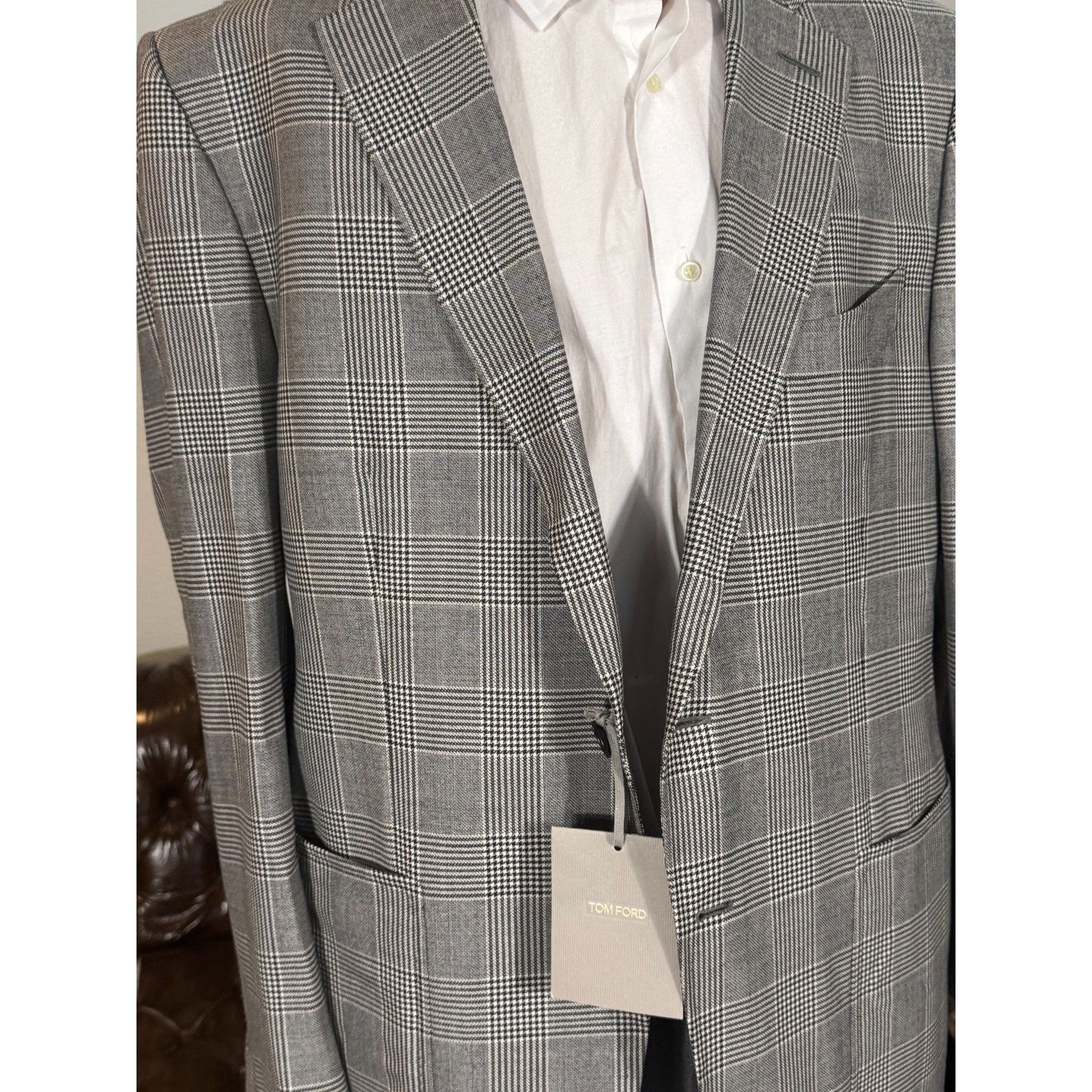 Tom Ford Tom Ford New w Tags PrinceWales Houndstooth Blazer 56 EU 46R Size 46R - 6 Thumbnail