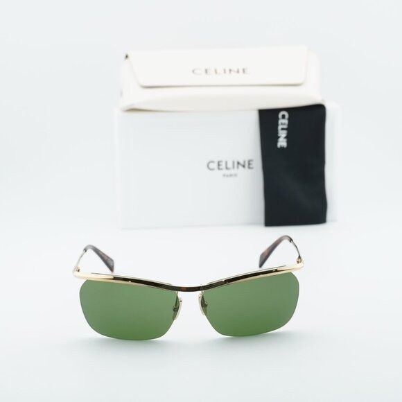 Celine Celine CL40307U 30N Sunglasses Gold Square Frame, Green Size ONE SIZE - 11 Thumbnail
