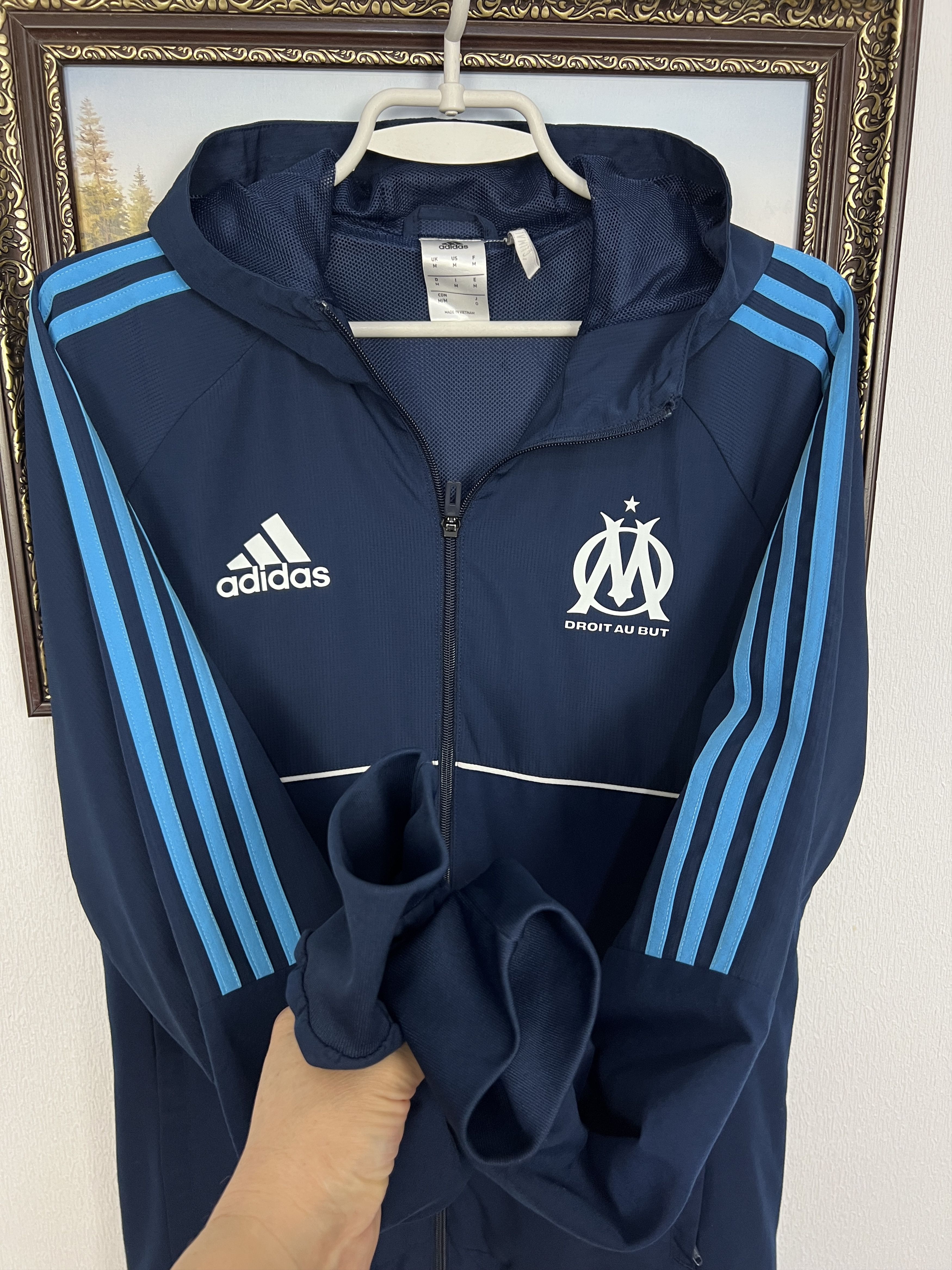 Adidas Marseille Football Jacket Soccer Track Top Hooded Rare Sport Size US M / EU 48-50 / 2 - 6 Thumbnail