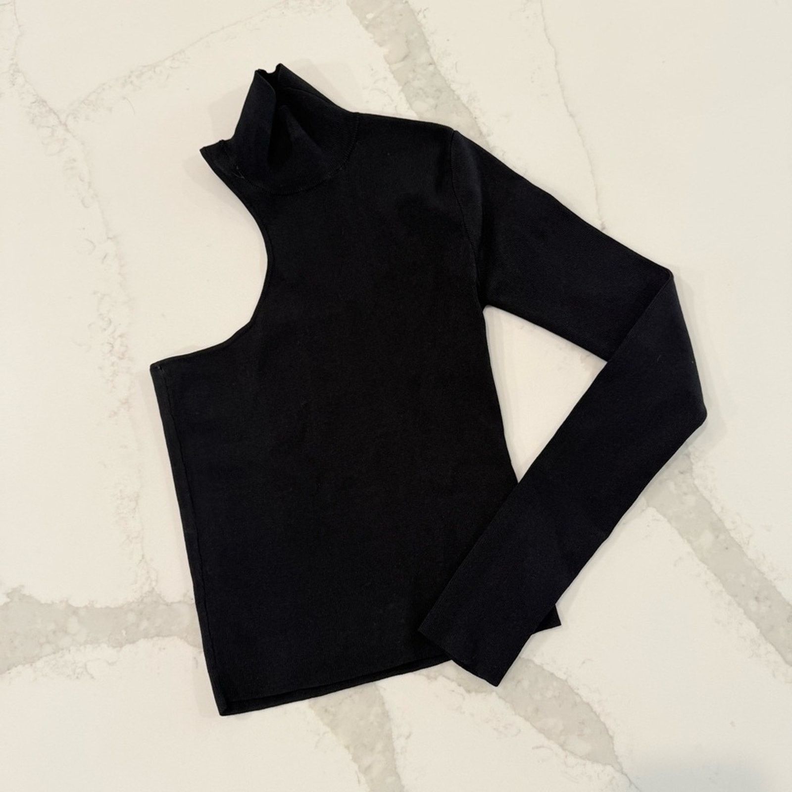 Zara Zara High Neck Ribbed Asymmetrical Long Sleeve Womens Small Size S / US 4 / IT 40 - 3 Thumbnail