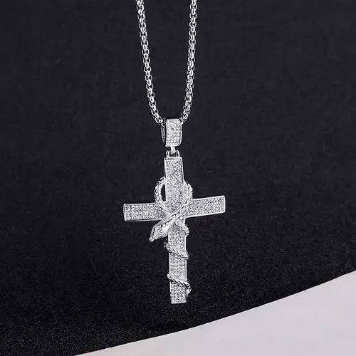 Jewelry × Vintage Retro serpentine cross with diamond pendant necklace Size ONE SIZE - 3 Thumbnail