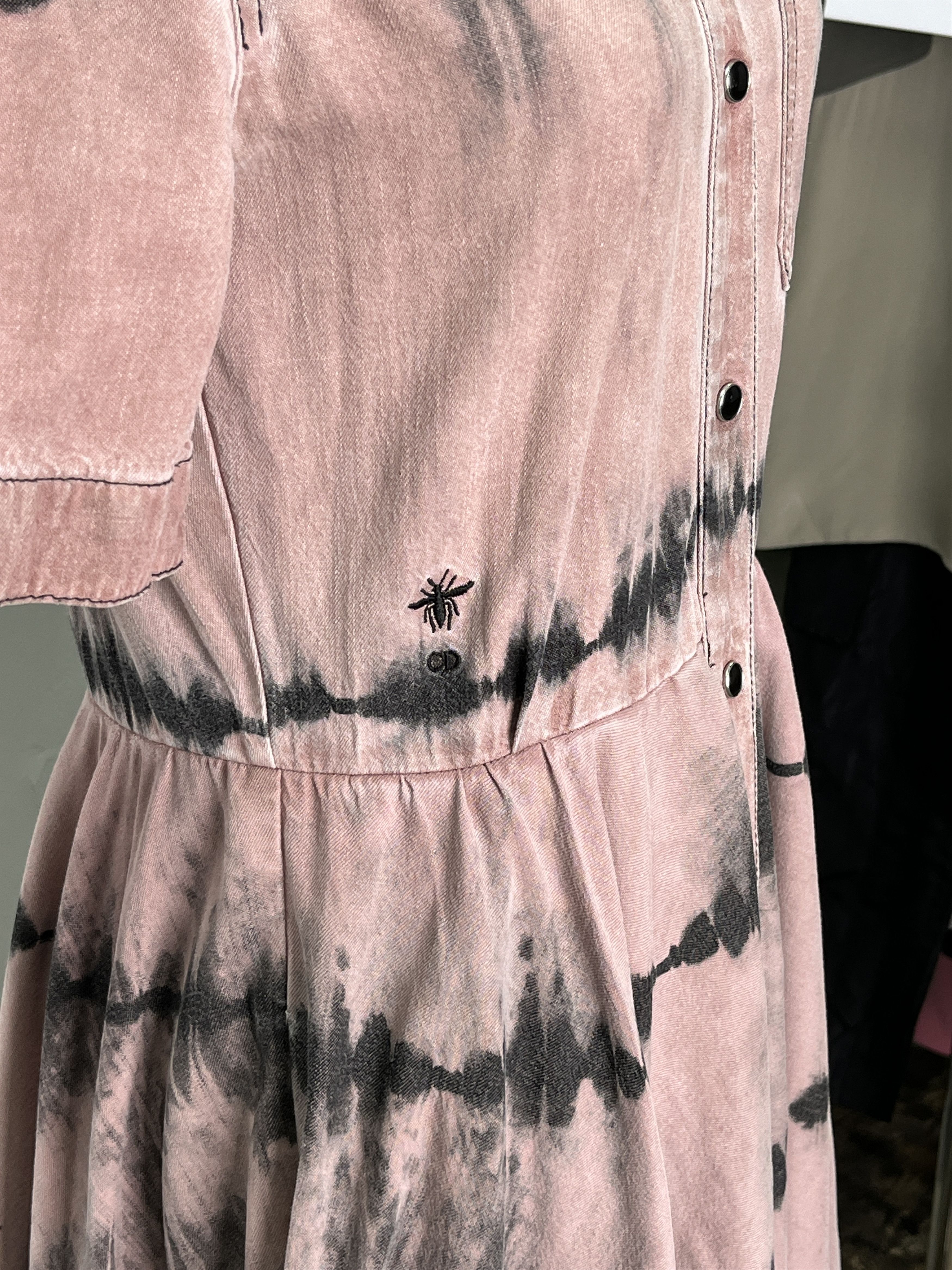Dior Dirty Pink Tie-Dyed Dress With Signature Logo Size XS / US 0-2 / IT 36-38 - 4 Thumbnail