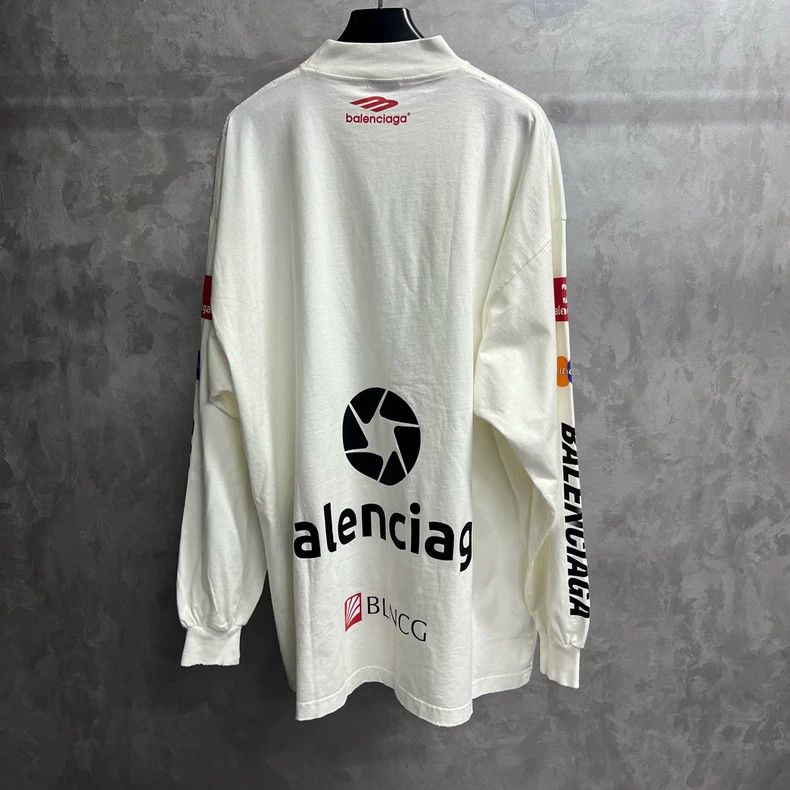 Balenciaga Balenciaga White letter print flat knit long sleeve T-shir Size US XL / EU 56 / 4 - 2 Thumbnail