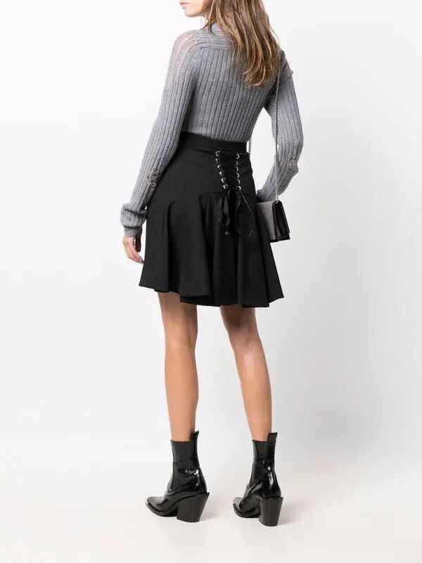 Alexander McQueen o1y0325 Mini Skirt in Black Size 26" / US 2 / IT 38 - 4 Thumbnail