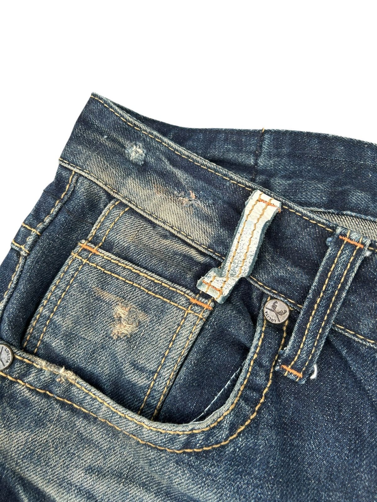 If Six Was Nine Lolita Buckle Back Japanese Brand Distressed Denim Jeans Size US 34 / EU 50 - 9 Thumbnail