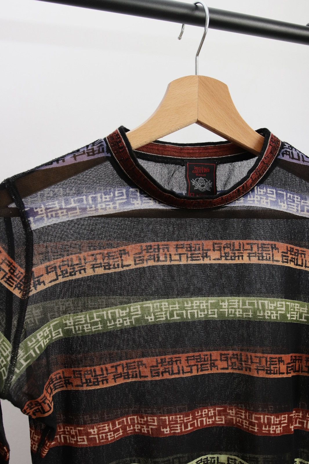 Jean Paul Gaultier × Vintage Jean Paul Gaultier Long Sleeve Mesh Top Pixel Print 90s Size M / US 6-8 / IT 42-44 - 3 Thumbnail