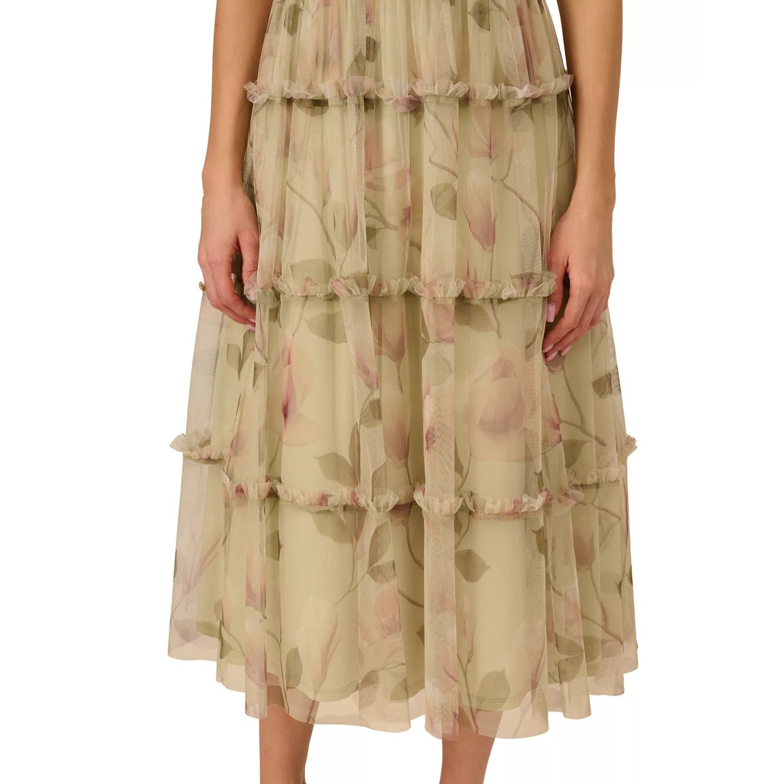 Adrianna Papell Adrianna Papell Printed Tiered Sleeveless Knit &Mesh Sz 8, Size M / US 6-8 / IT 42-44 - 5 Thumbnail