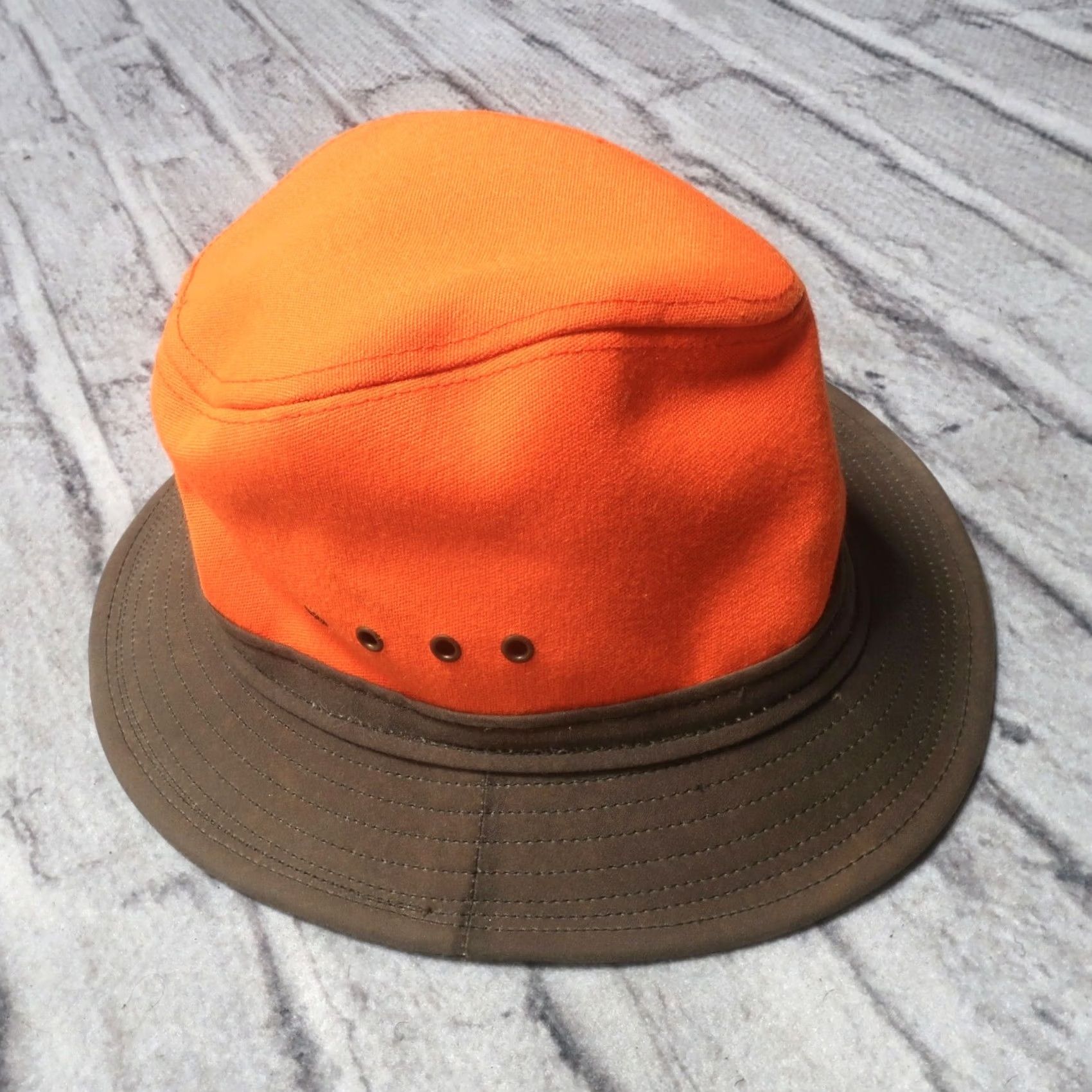 Filson VINTAGE Filson Tin Cloth Packer Hat Men Small Safety Orange USA Made 60015 Size ONE SIZE - 4 Thumbnail