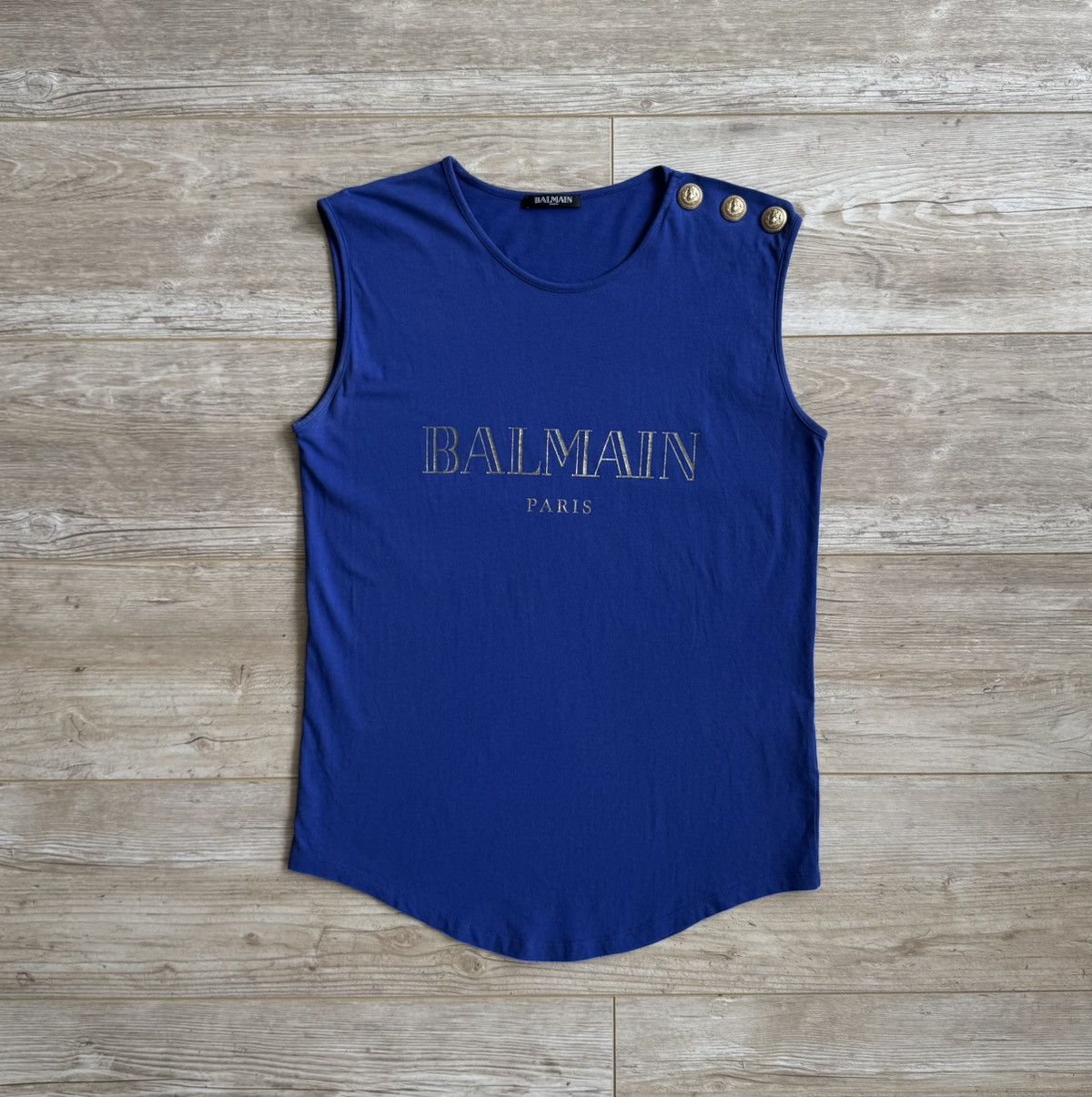Balmain Balmain Blue Cotton Iconic Tank Top Size S / US 4 / IT 40 - 7 Thumbnail