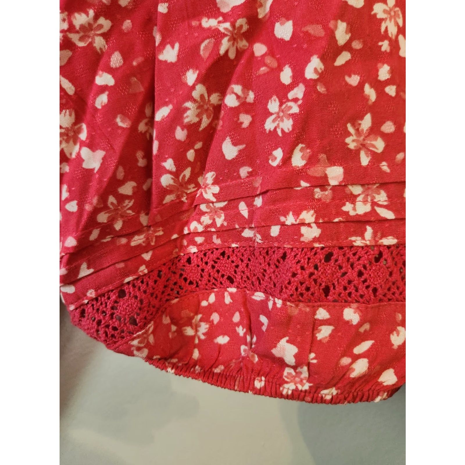 Vintage NWT Falls Creek Flower Floral Lace Swing Top 1X Pink Boho Hippie Round Neck Short Sleeve Blouse Womens Plus Size Size XL / US 12-14 / IT 48-50 - 5 Thumbnail