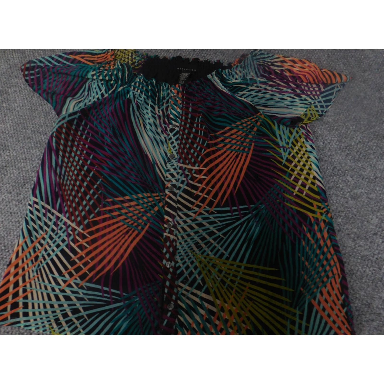 Vintage Attention Blouse XL Womens Casual Short Sleeve Blue Collared Pullover Designer Size XL / US 12-14 / IT 48-50 - 4 Thumbnail
