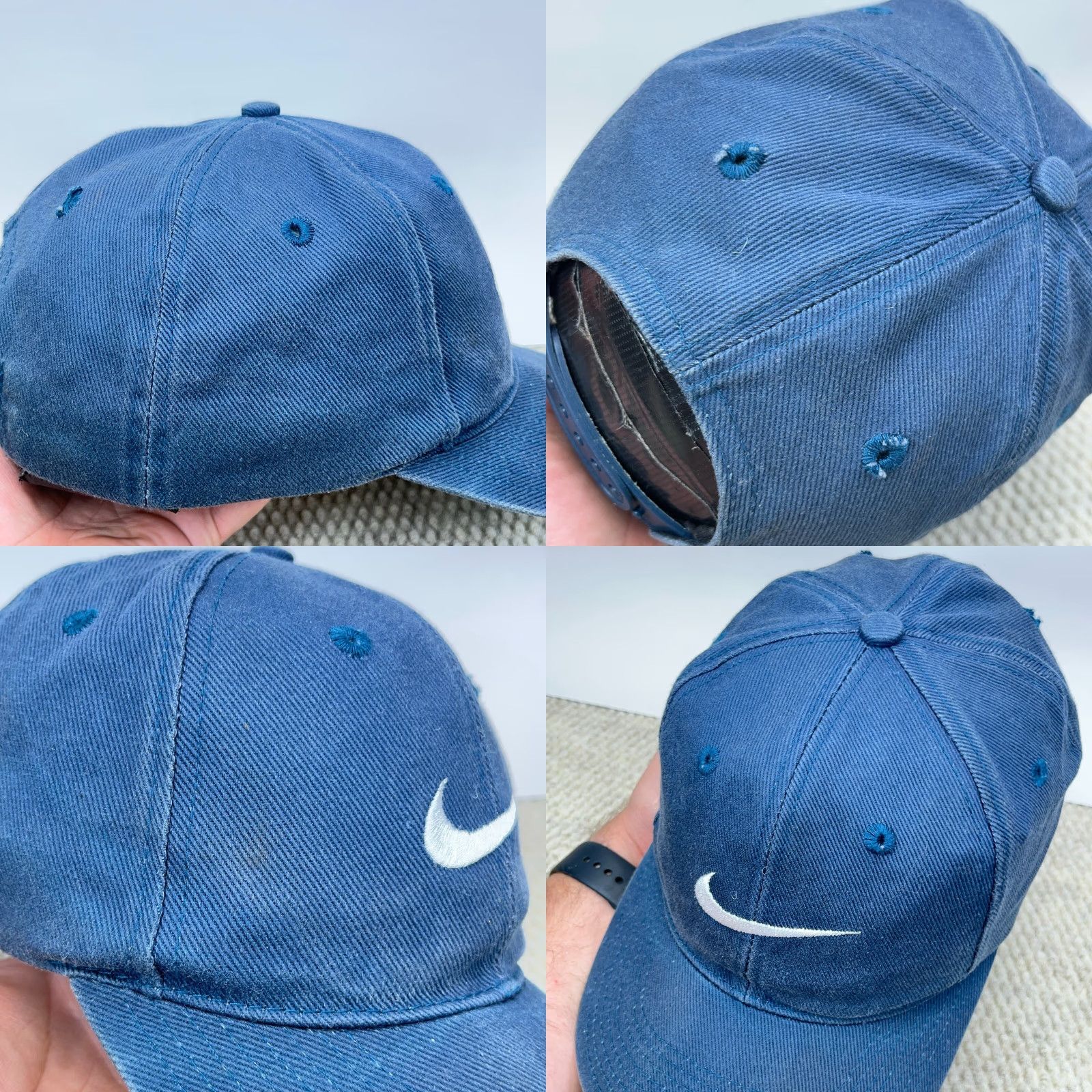 Nike Vintage Nike Hat Cap Snap Back Blue White Center Swoosh 90s Y2K Faded Grunge Size ONE SIZE - 8 Thumbnail