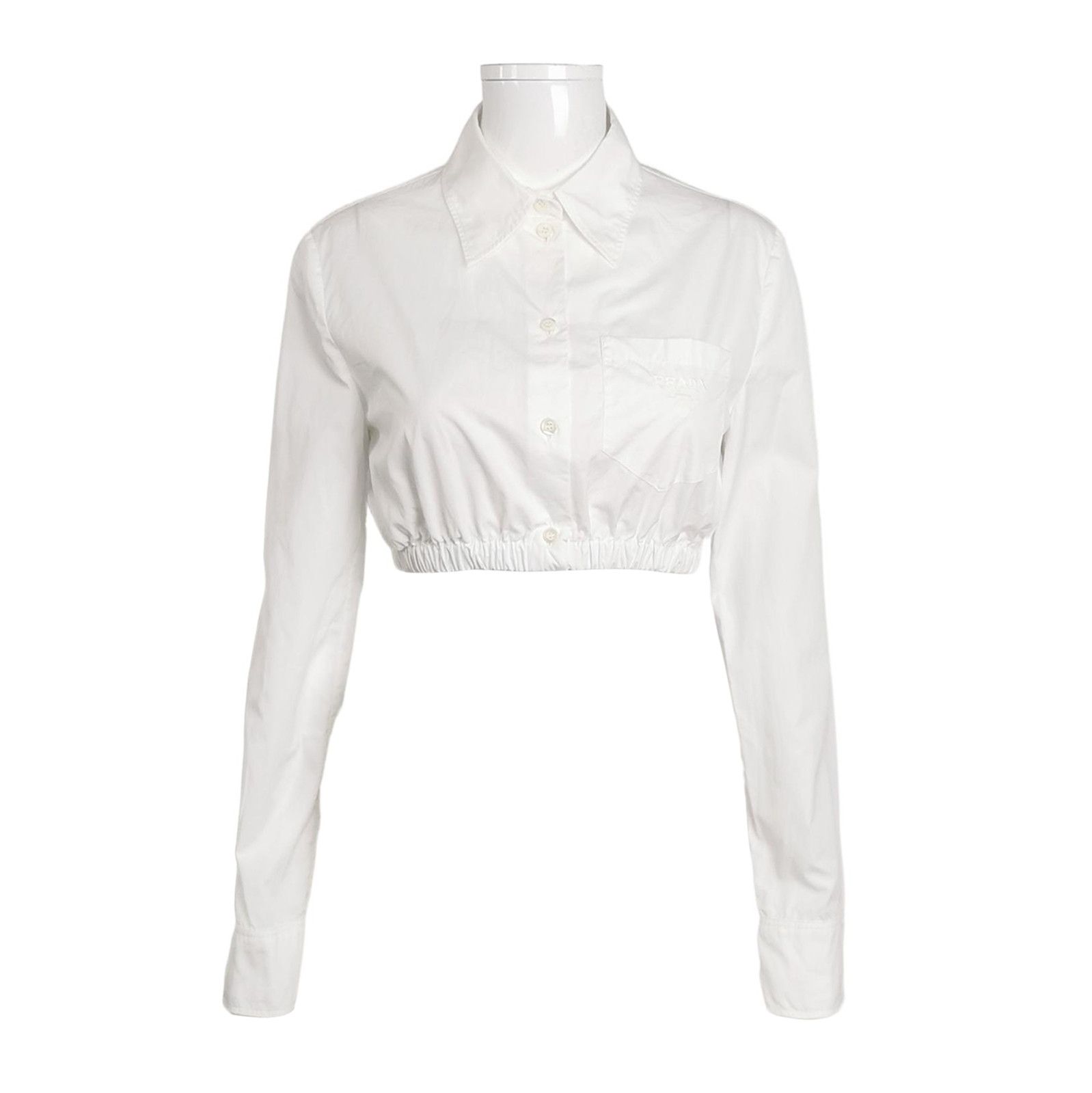 Prada Prada Cropped Cotton Long Sleeve Button-Up Shirt 0089 Size S / US 4 / IT 40 - 1 Thumbnail