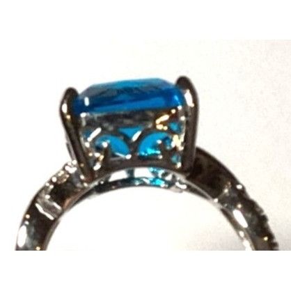 Other Large Beautiful Square Blue Glass Stone .925 Silver Ring Siz Size ONE SIZE - 2 Thumbnail