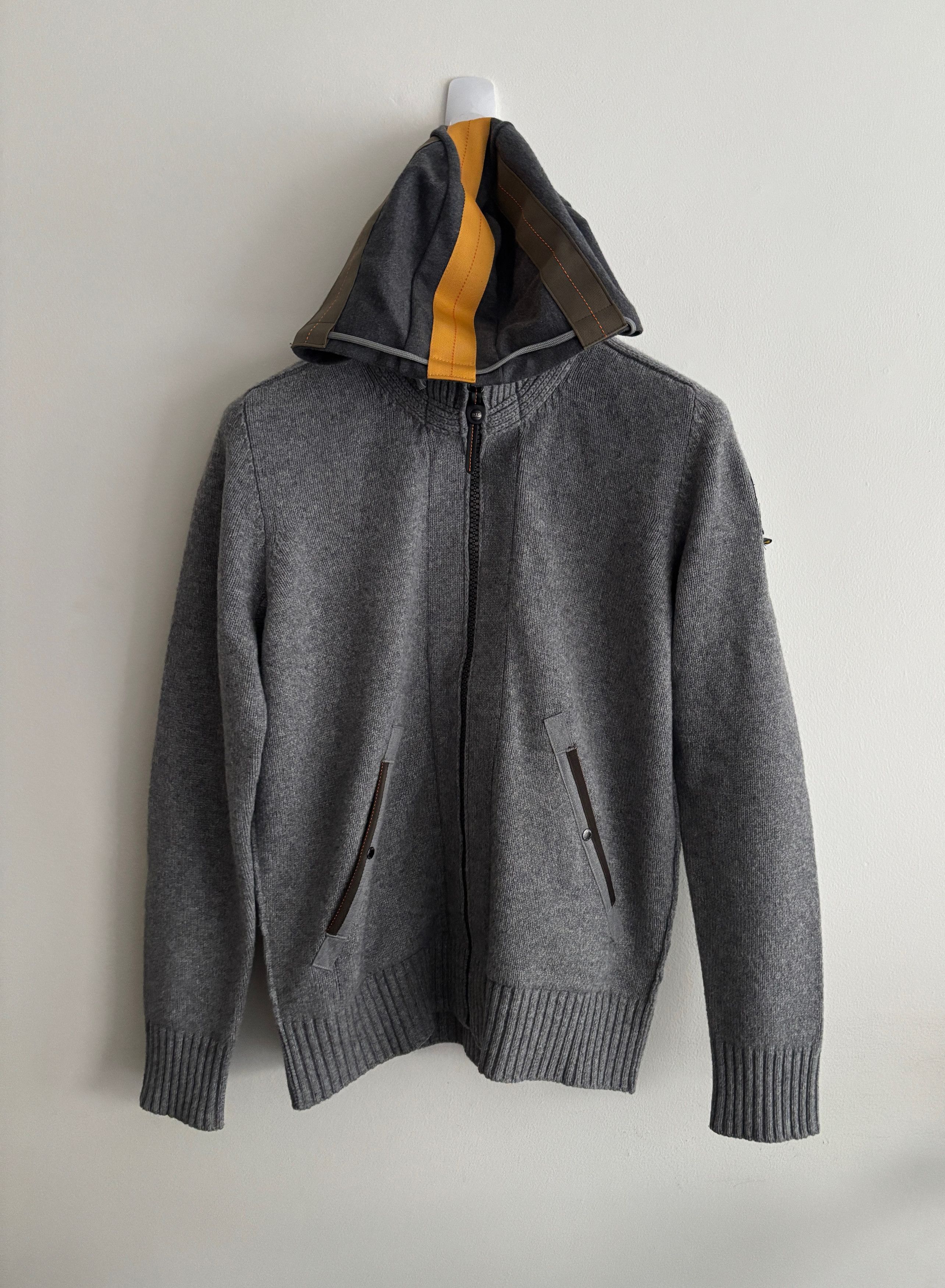 Parajumpers $875 Grey Knit Wool Zip Hood Cardigan Sweater Raglan Sleeve Size US L / EU 52-54 / 3 - 2 Thumbnail
