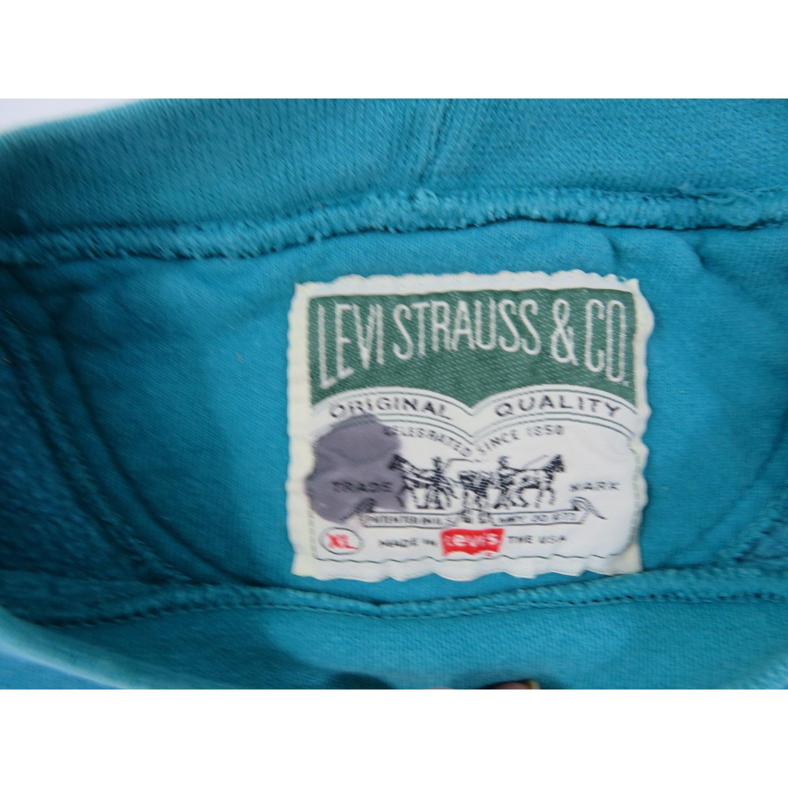 Levi's Levis Strauss & Co Brand Sweatshirt Turquoise Color XL 1990s Size US XL / EU 56 / 4 - 4 Thumbnail