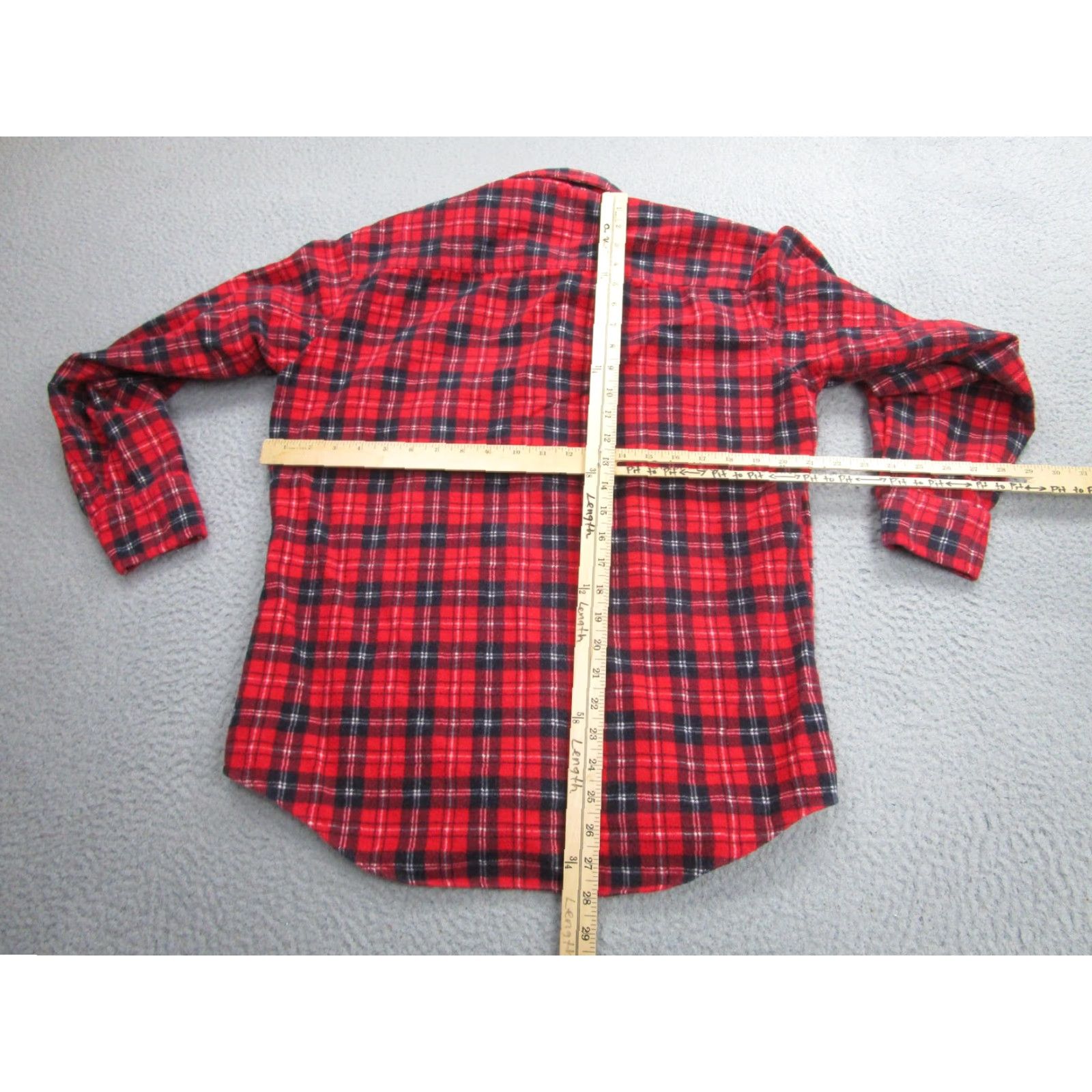 JCPenney The Men's Shop Shirt Mens Medium Red Black Plaid Flannel Button Up Long Sleeve Size US M / EU 48-50 / 2 - 5 Thumbnail