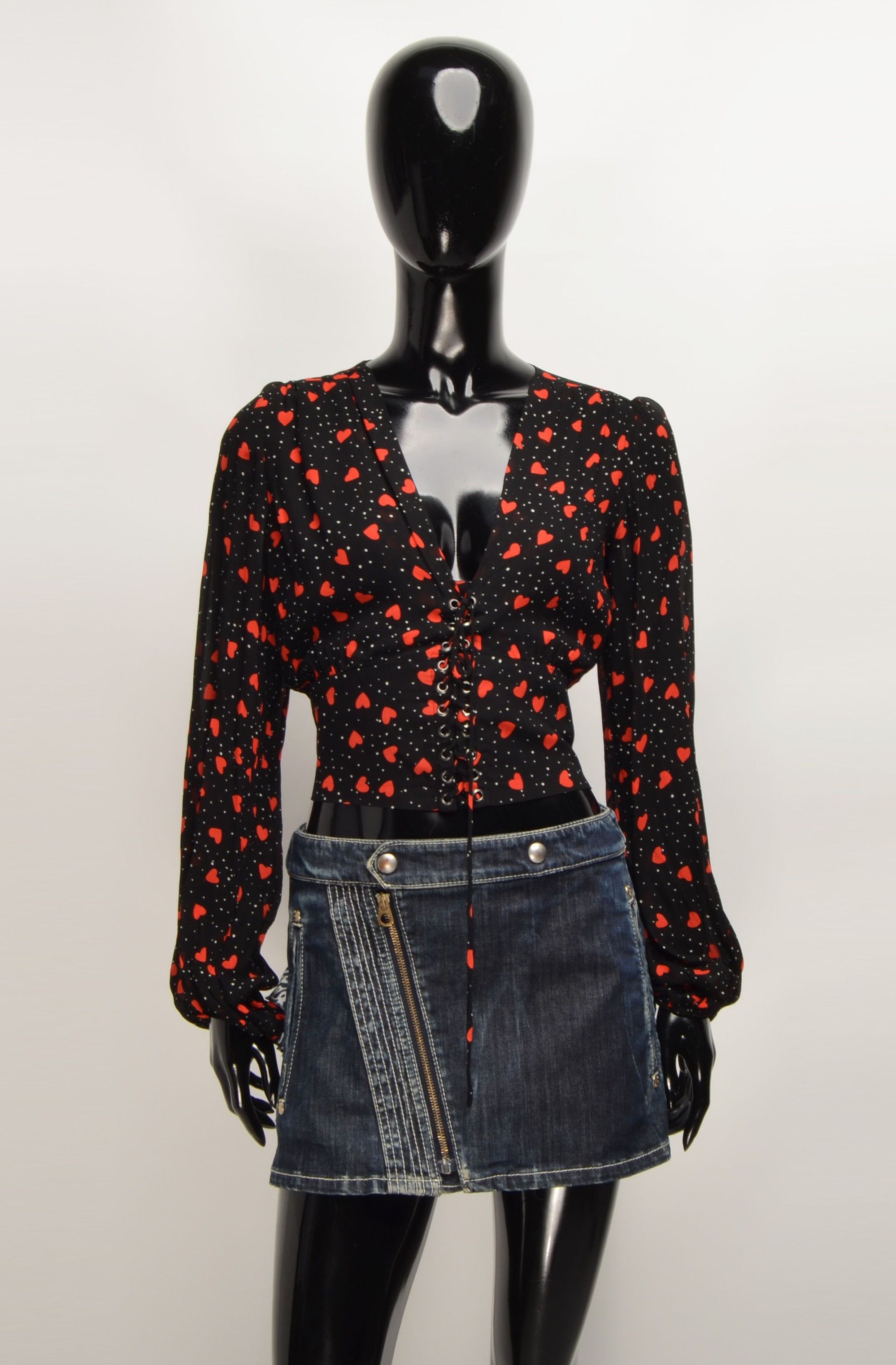 The Kooples The Kooples Love Heart V-Neck Mesh Boho Blouse Top Size XS / US 0-2 / IT 36-38 - 1 Thumbnail