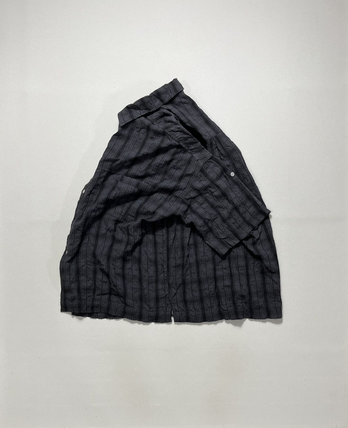 Beams Plus Partimento Wrinkle Check Boxy Roll-Up Half Shirt Dark Navy Size US XL / EU 56 / 4 - 3 Thumbnail