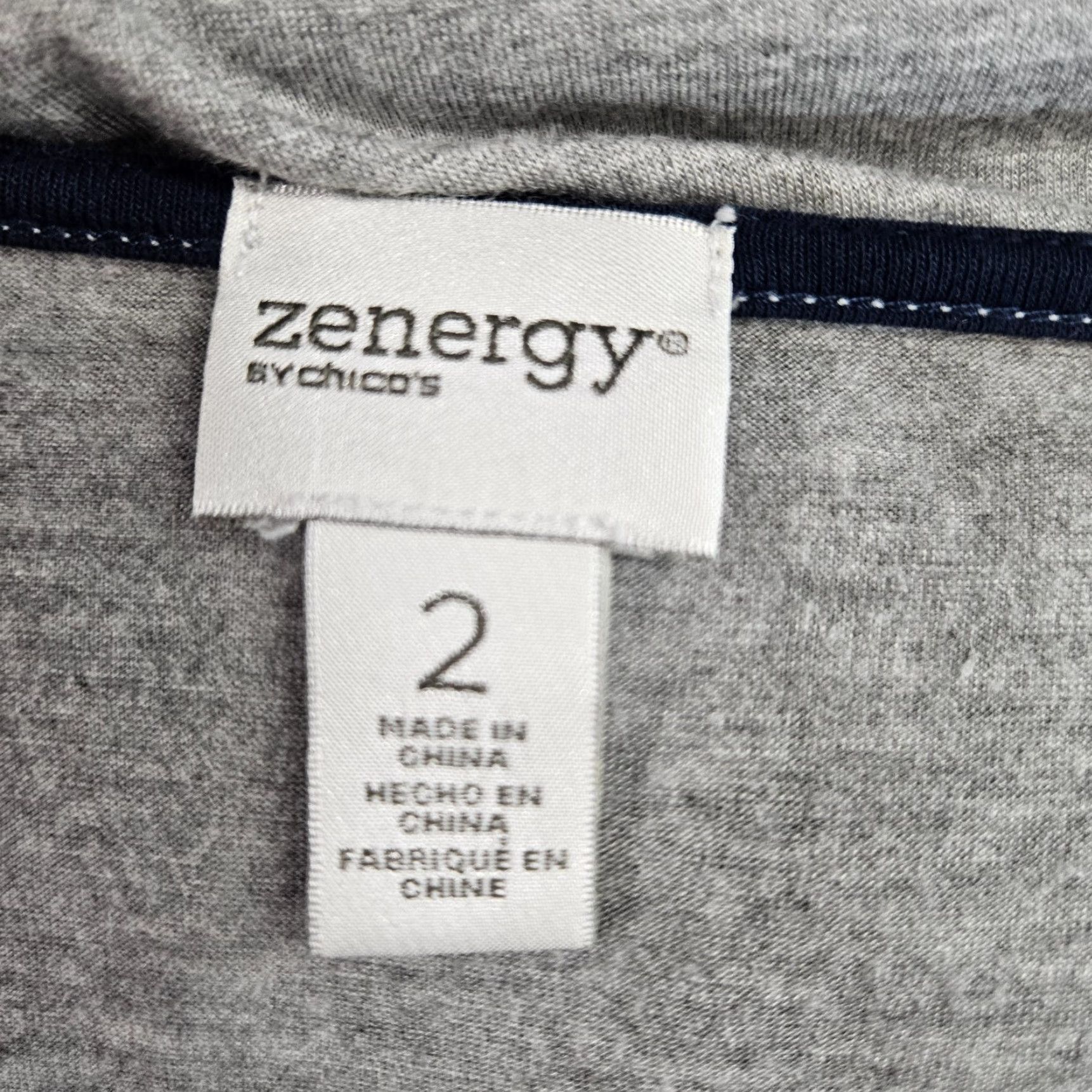 Vintage Chicos Zenergy Womens Top Sz Large Gray Blue Embellished 3/4 Sleeve Rayon Spandex Shirt Womens L Gray Blue Zenergy Size L / US 10 / IT 46 - 6 Thumbnail