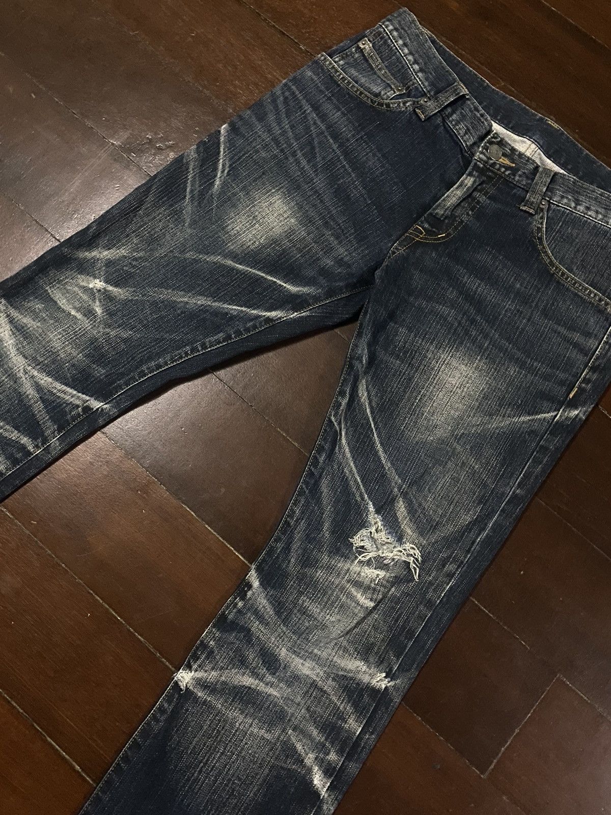 If Six Was Nine FIRE Tornado Mart Flare Denim Pants CLAWMARK DISTRESSED Size US 34 / EU 50 - 10 Thumbnail