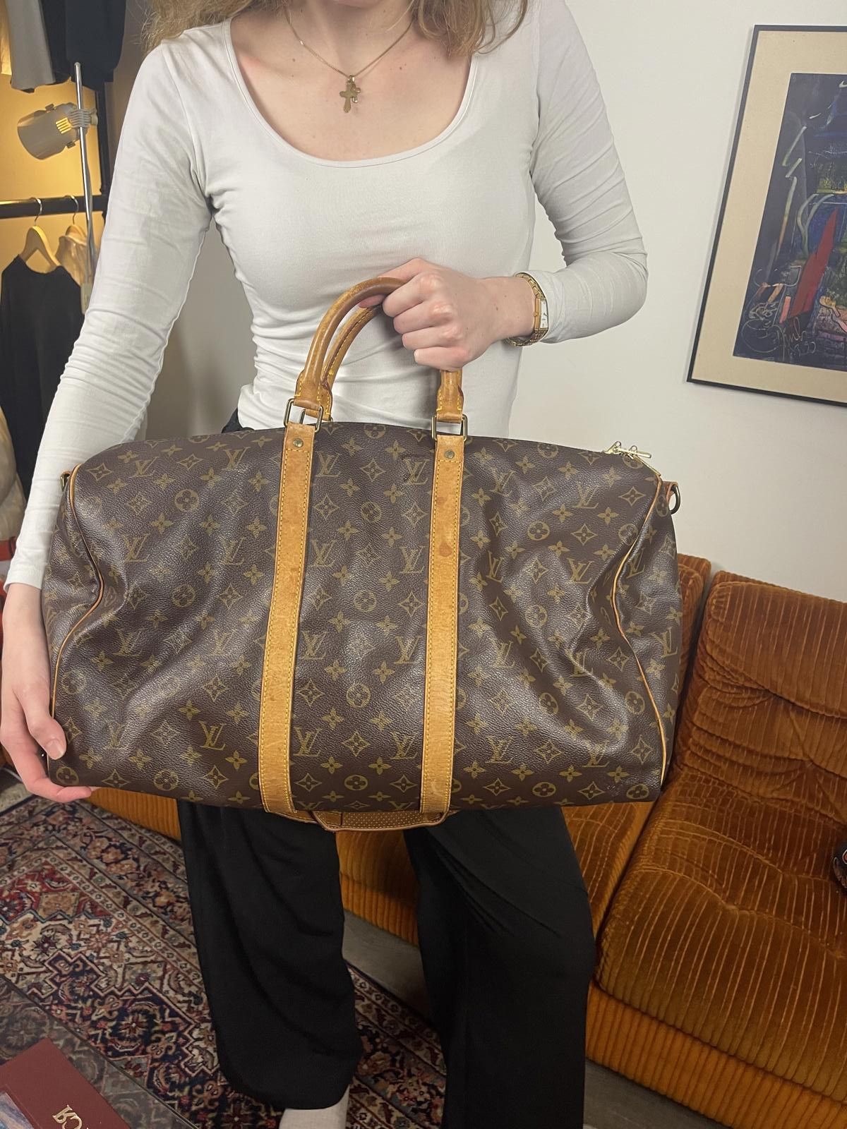 Louis Vuitton Louis Vuitton - Monogram Canvas Keepall Bandoulière 50 Bag Size ONE SIZE - 6 Thumbnail