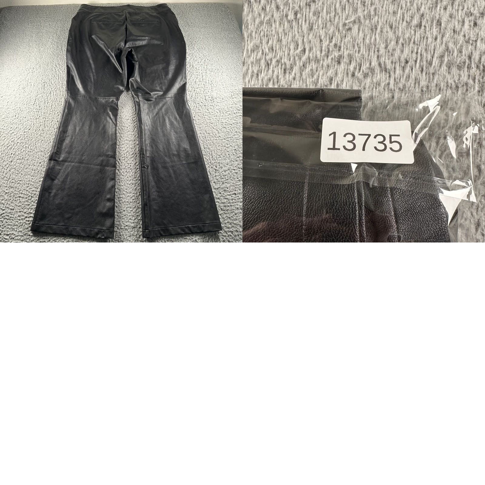 Spanx SPANX Pants Womens 3X Leather-Look Pull On Flare Black Faux Leather Wide Leg Size 40" / US 18 - 9 Thumbnail