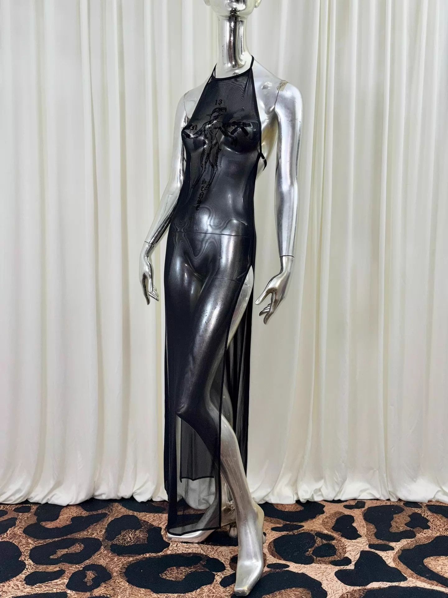 Other sense13th black tulle halter high-slit long dress Size ONE SIZE - 1 Thumbnail