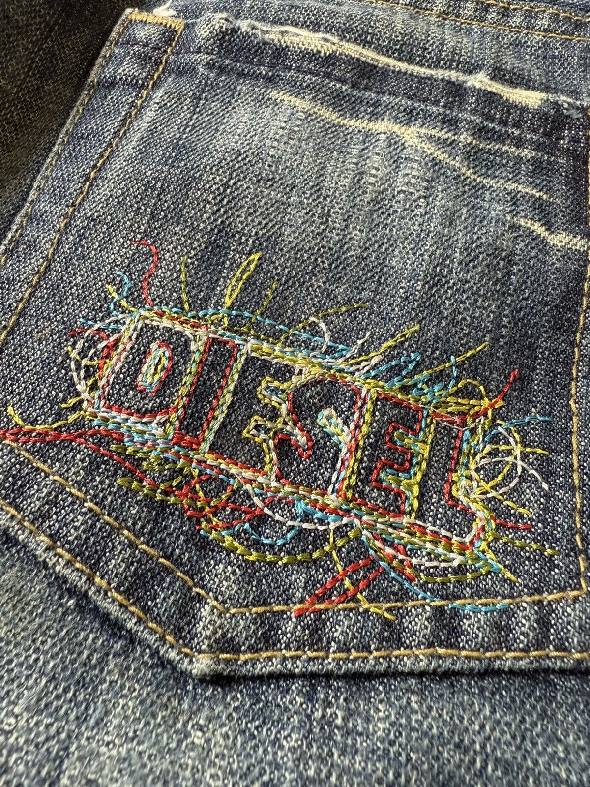 Diesel Vintage Diesel Boro Weave Distressed Flared Jeans Size US 29 - 17 Thumbnail