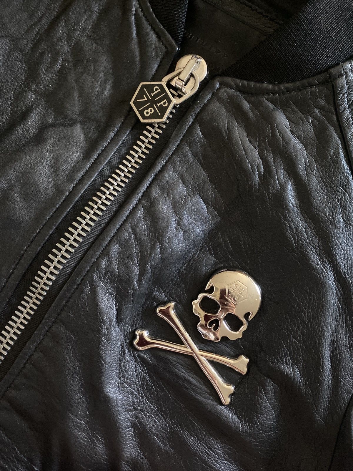 Philipp Plein Philipp Plein Homme Black Leather Bomber Jacket Size US L / EU 52-54 / 3 - 7 Thumbnail