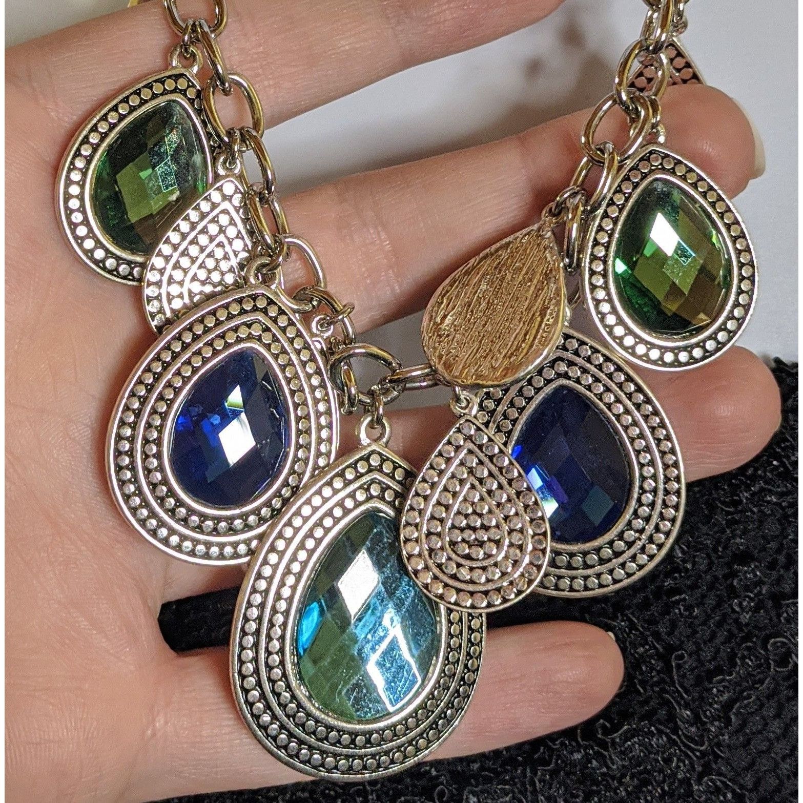Other Mermaidcore Teardrop Statement Necklace With Green And Blue Size ONE SIZE - 2 Thumbnail