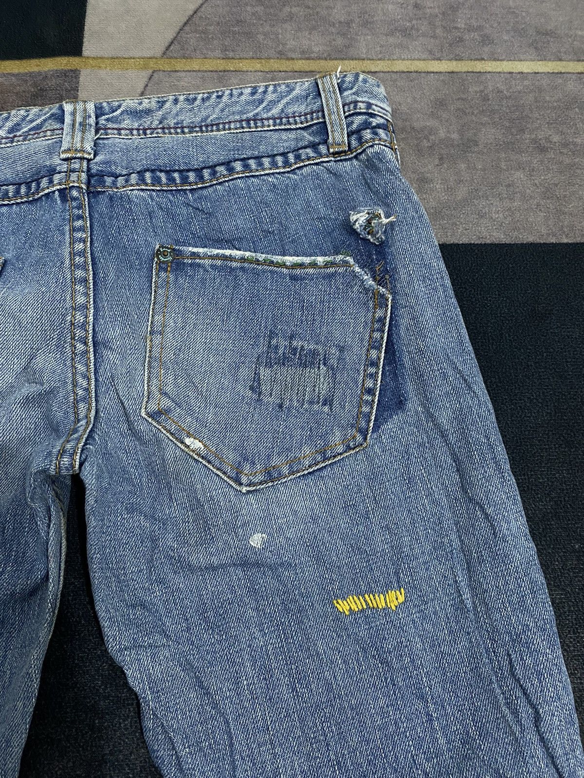 Hysteric Glamour BACK NUMBER DISTRESSED FLARE BOOT CUT DENIM PANTS Size US 32 / EU 48 - 8 Thumbnail