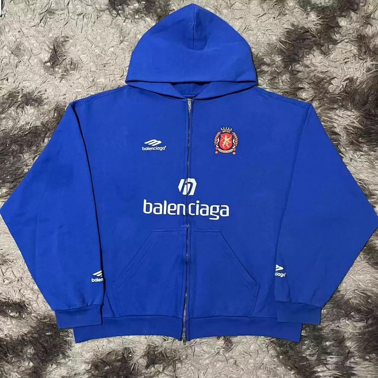 Balenciaga Balenciaga Summer 25 Blue Football Zip Hoodie M Size US M / EU 48-50 / 2 - 1 Thumbnail