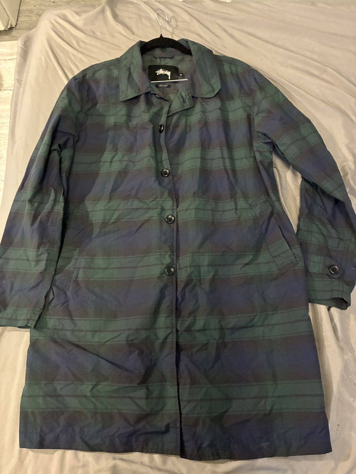 Streetwear × Stussy Stussy Plaid Unlined Work Jacket Olive | Grailed
