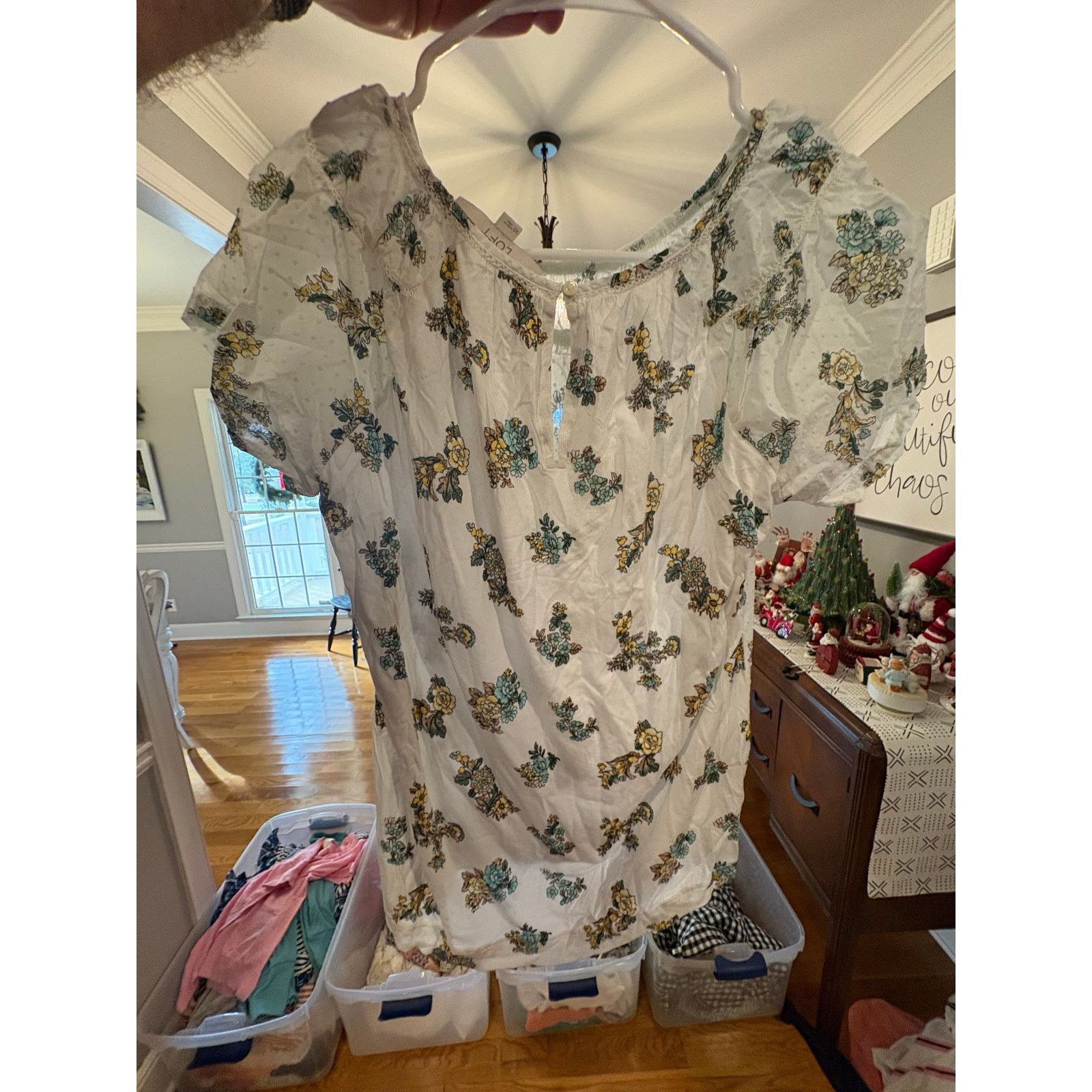 Loft LOFT XS Floral Short Sleeve Blouse White Blue Yellow Size XS / US 0-2 / IT 36-38 - 4 Thumbnail