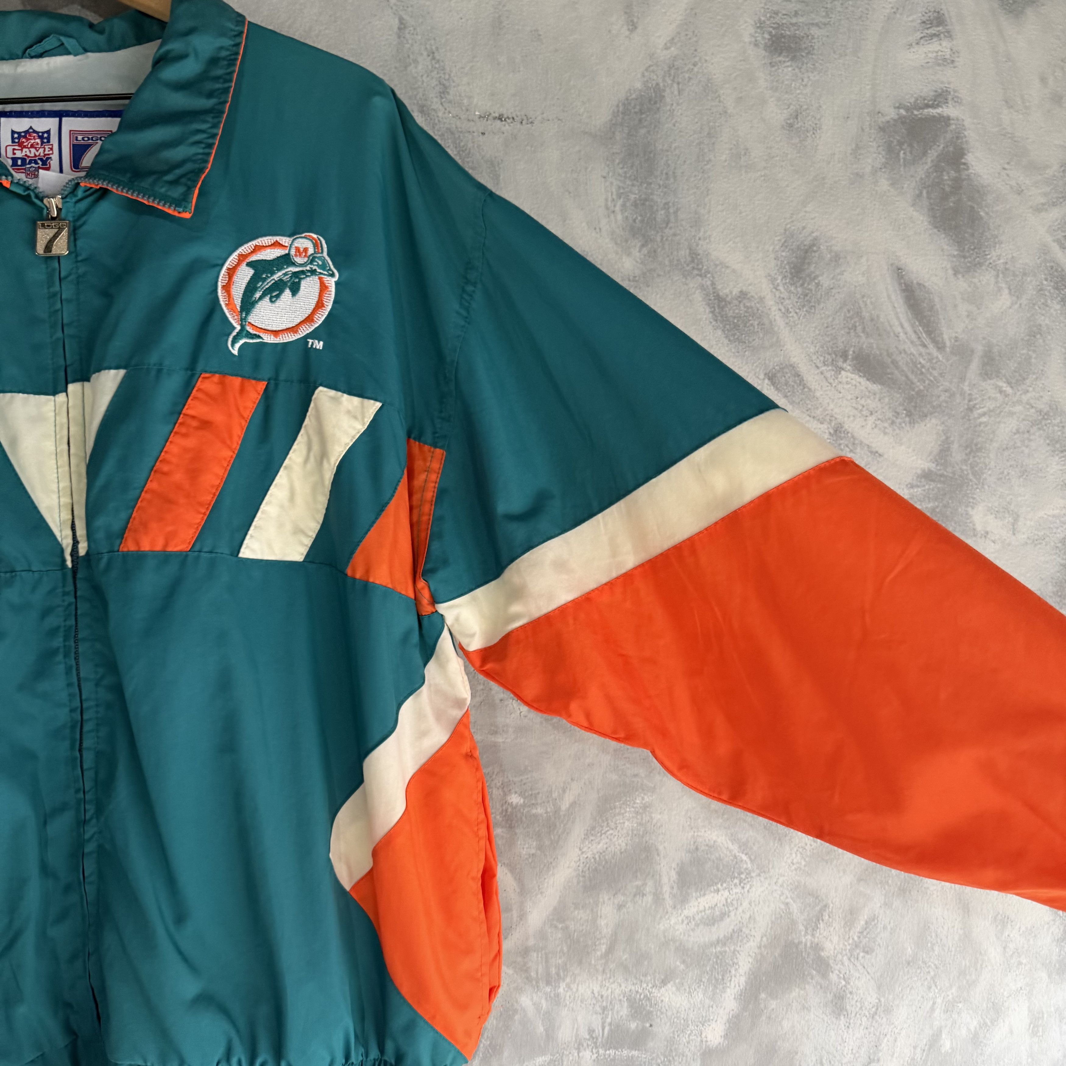 Logo 7 Vtg Miami Dolphins Windbreaker Jacket Logo 7 Mens Large Size US L / EU 52-54 / 3 - 6 Thumbnail