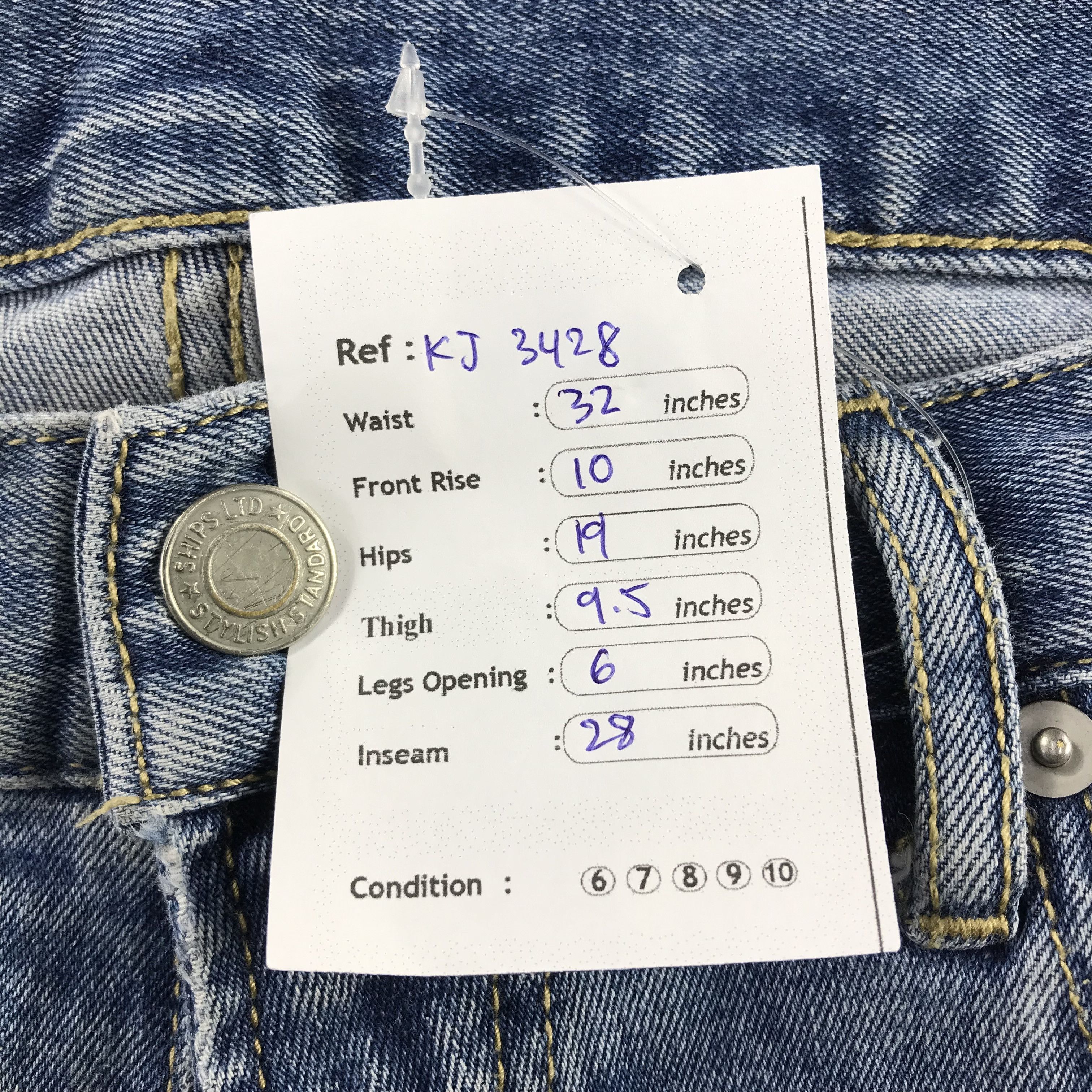 Japanese Brand Ships Selvedge Faded Blue Skinny Denim KJ3428 Size US 32 / EU 48 - 11 Thumbnail