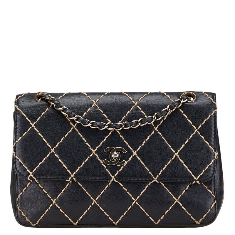 Chanel Chanel Wild Stitch Matelasse Black Leather Shoulder Bag 6 Series Leather Shoulder Bag, Women's