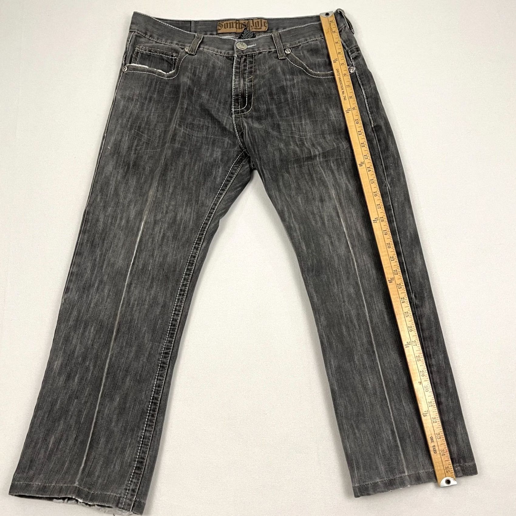 Southpole Southpole Jeans Adult 34 x 26 Washed Gray Hip Hop Grunge Wide-Leg 5-Pocket Denim Cotton Blend Regular Size Type Regular Mens Womens Size 24" / US 00 / IT 34 - 5 Thumbnail