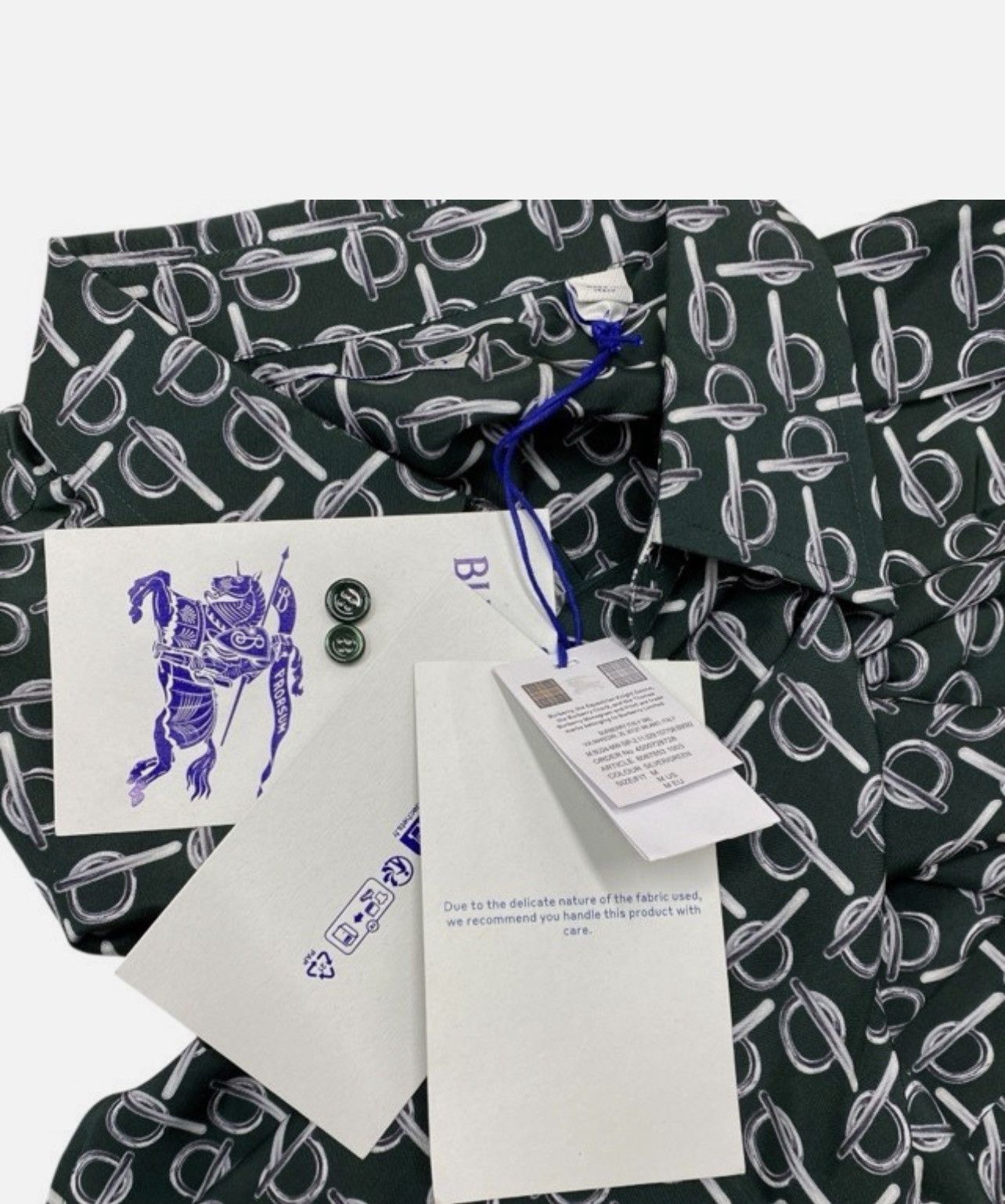 Burberry BURBERRY Monogram B Silk Print Long Sleeve Shirt Size US L / EU 52-54 / 3 - 4 Thumbnail