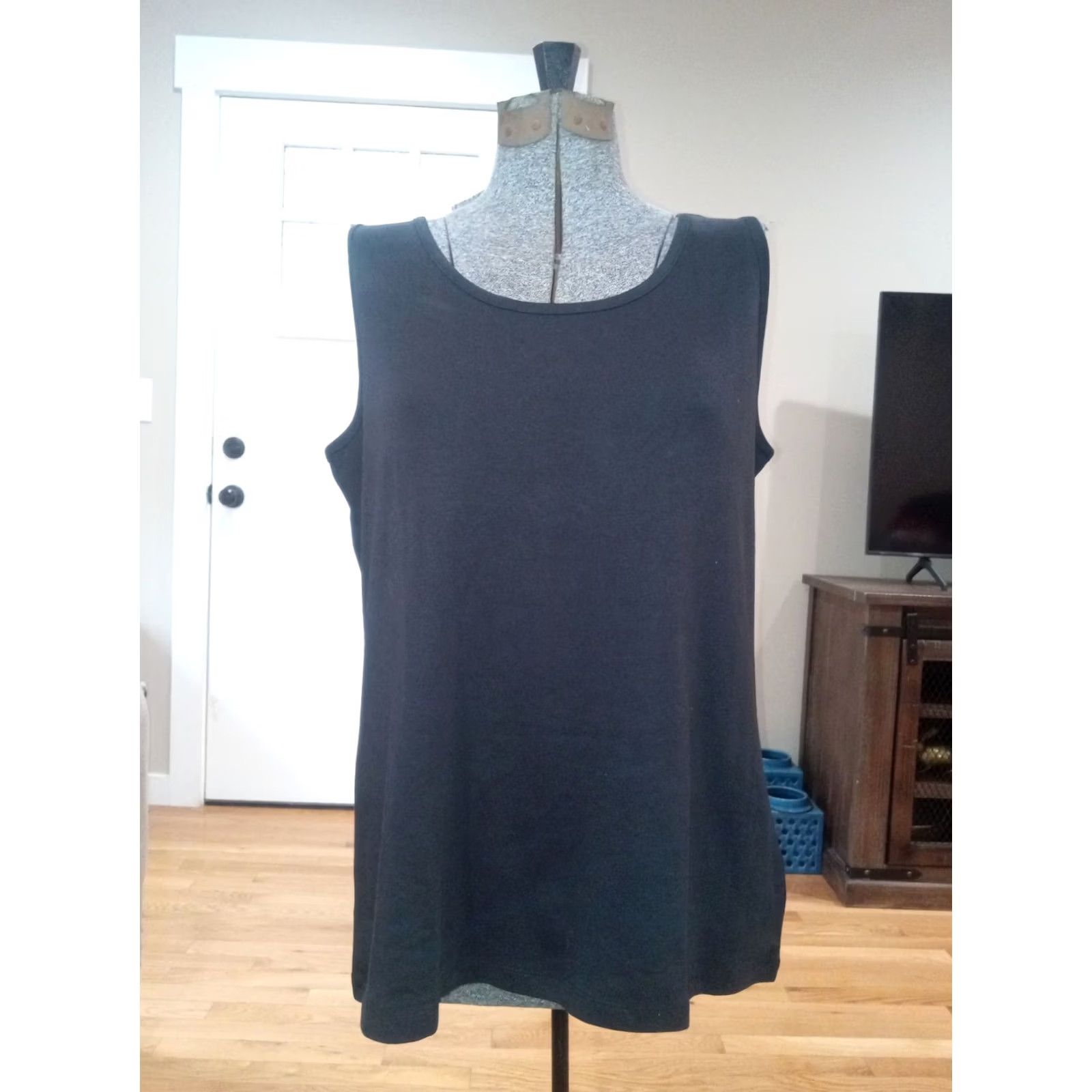 Lands' End Lands' End XL Black 100% Cotton Blouse Women Shirt Camisole Top Size XL Size XL / US 12-14 / IT 48-50 - 3 Thumbnail