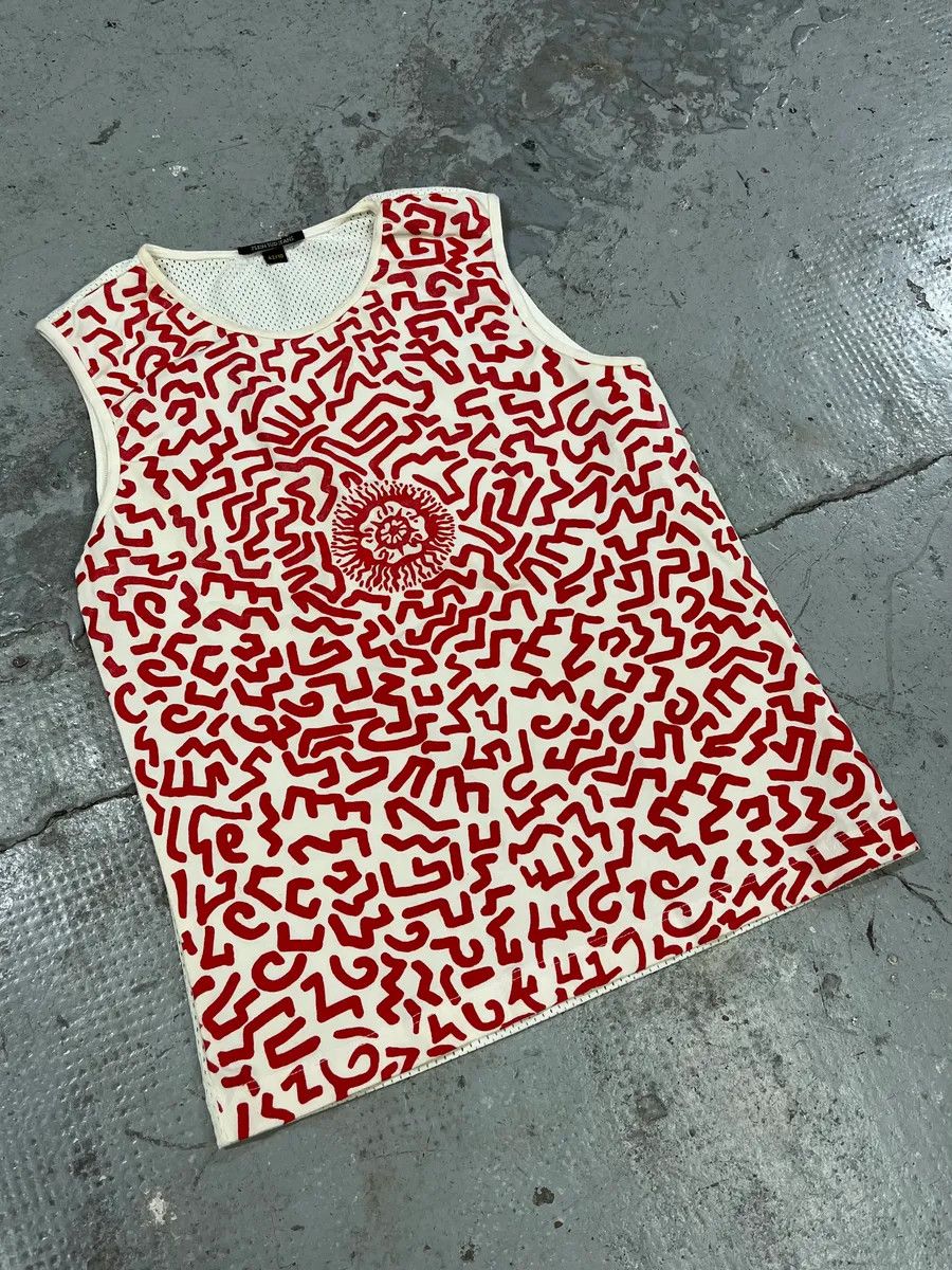 Vintage 2000s Plein Sud White & Red Contemporary Tank Top Size M / US 6-8 / IT 42-44 - 4 Thumbnail