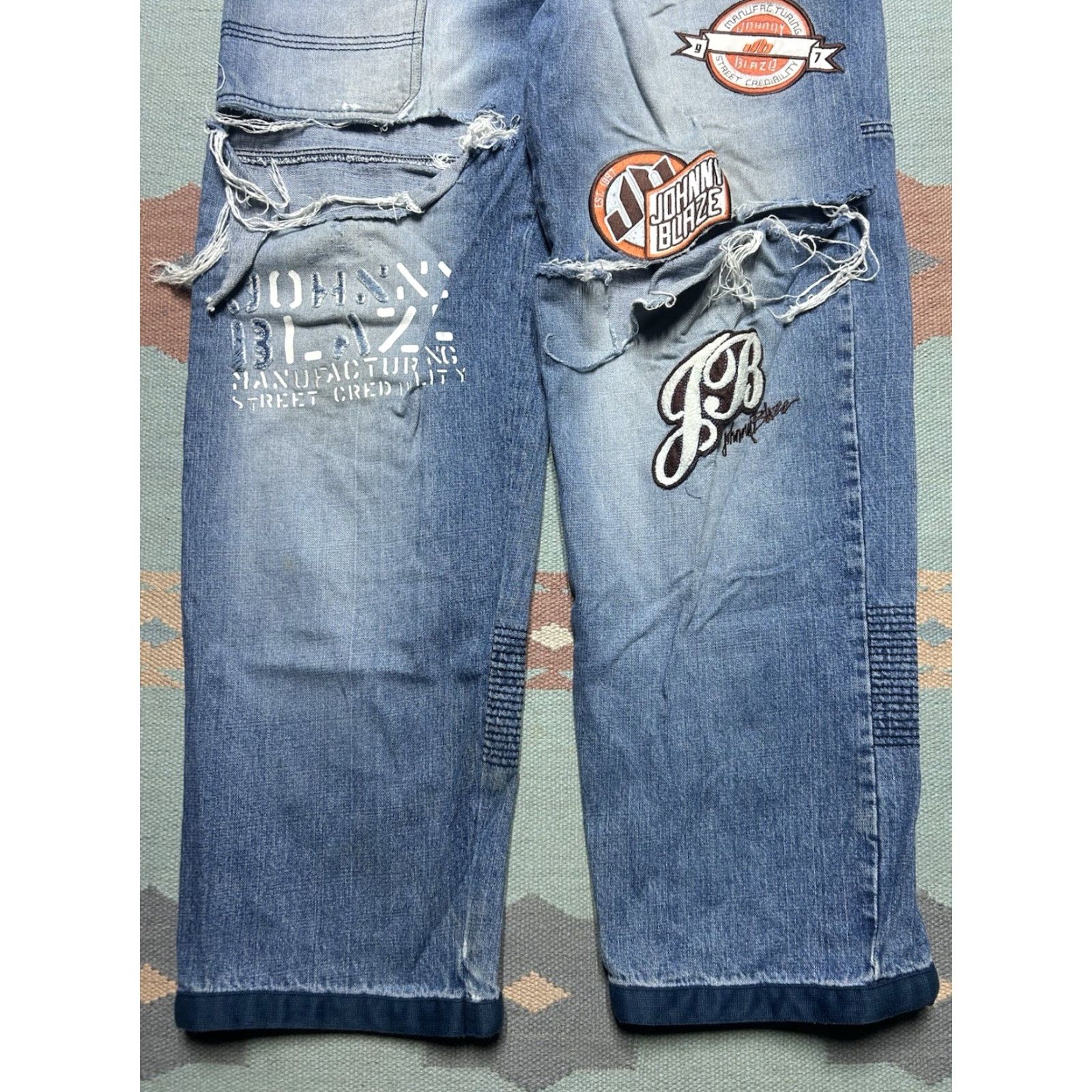 Thrasher **Vintage Y2K Blaze Jeans 38 Regular Fit Blue Distressed Wide Leg** User: Vintage Y2K Blaze Jeans 38 Regular Fit Blue Distressed Wide Leg Size US 38 / EU 54 - 2 Thumbnail